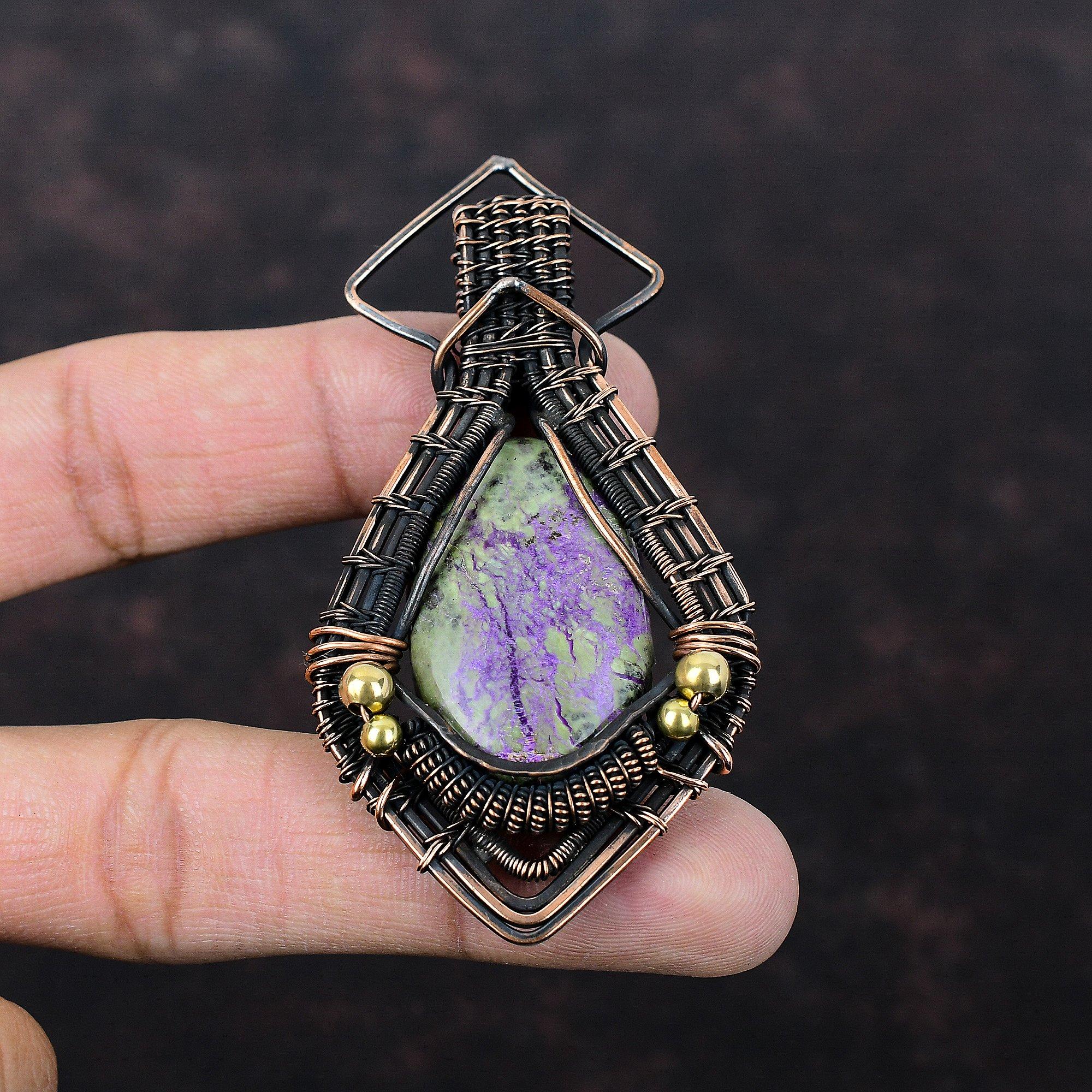 Purpurite Copper Pendant Copper Wire Wrapped Jewelry Handmade Pendant Wire Wrapped Pendant Real Gemstone Jewelry Gift For Mom Unique Pendant