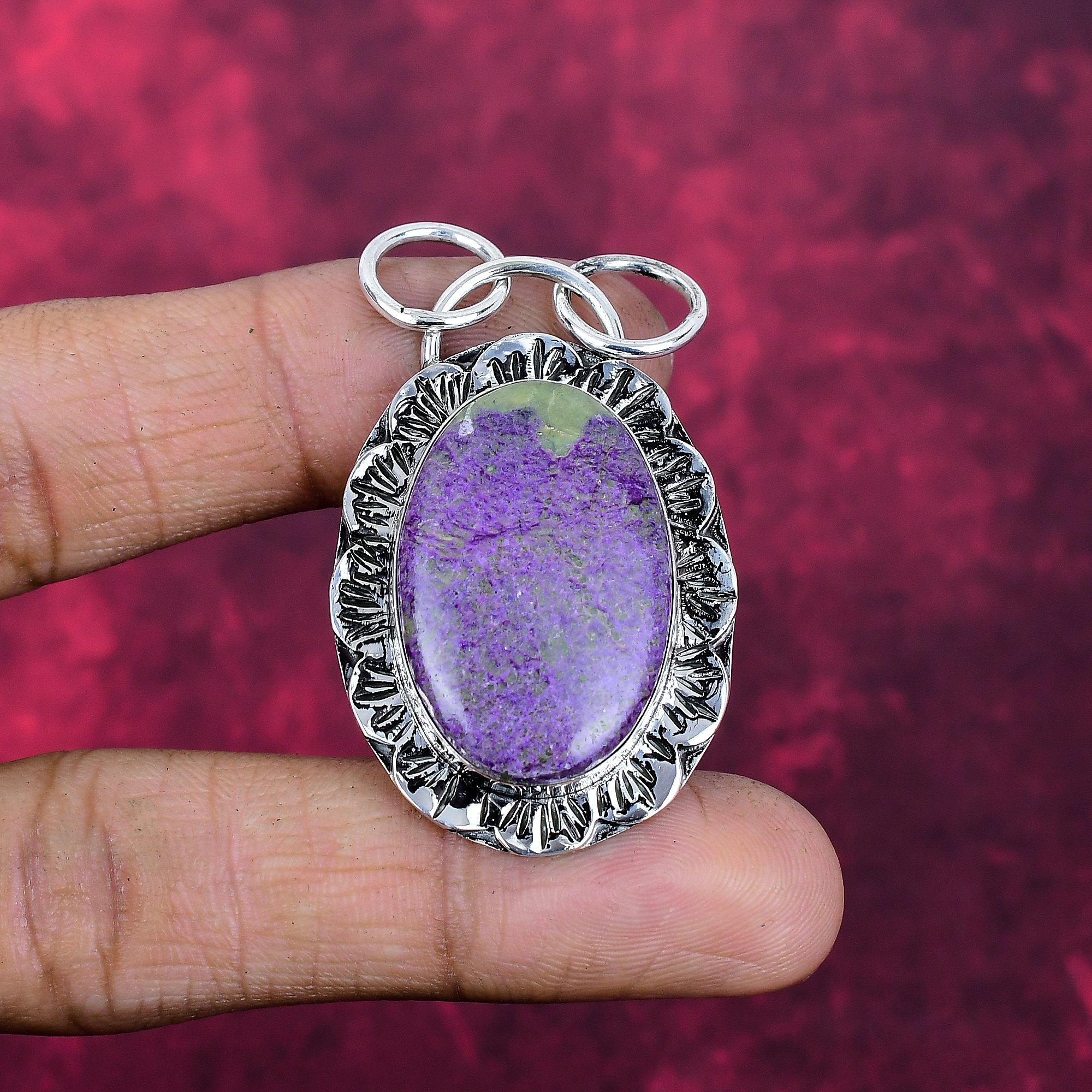 Bijoux en purpurite, pendentif en argent sterling massif 925, bijoux en pierres précieuses faits à la main, cadeaux pour femme, pendentif tout neuf