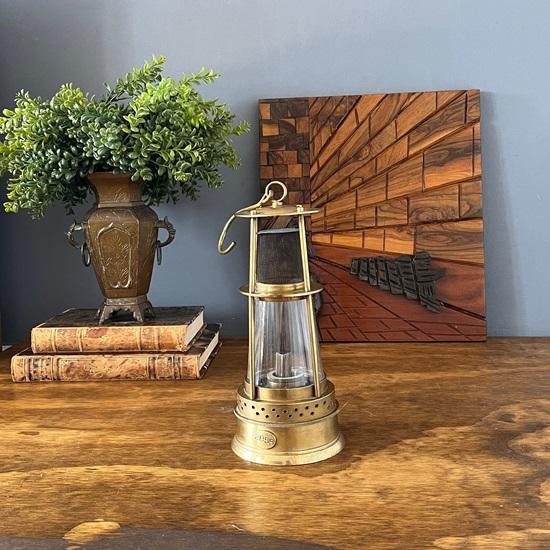 Lampe à huile suspendue nautique en laiton et verre de 25,4 cm