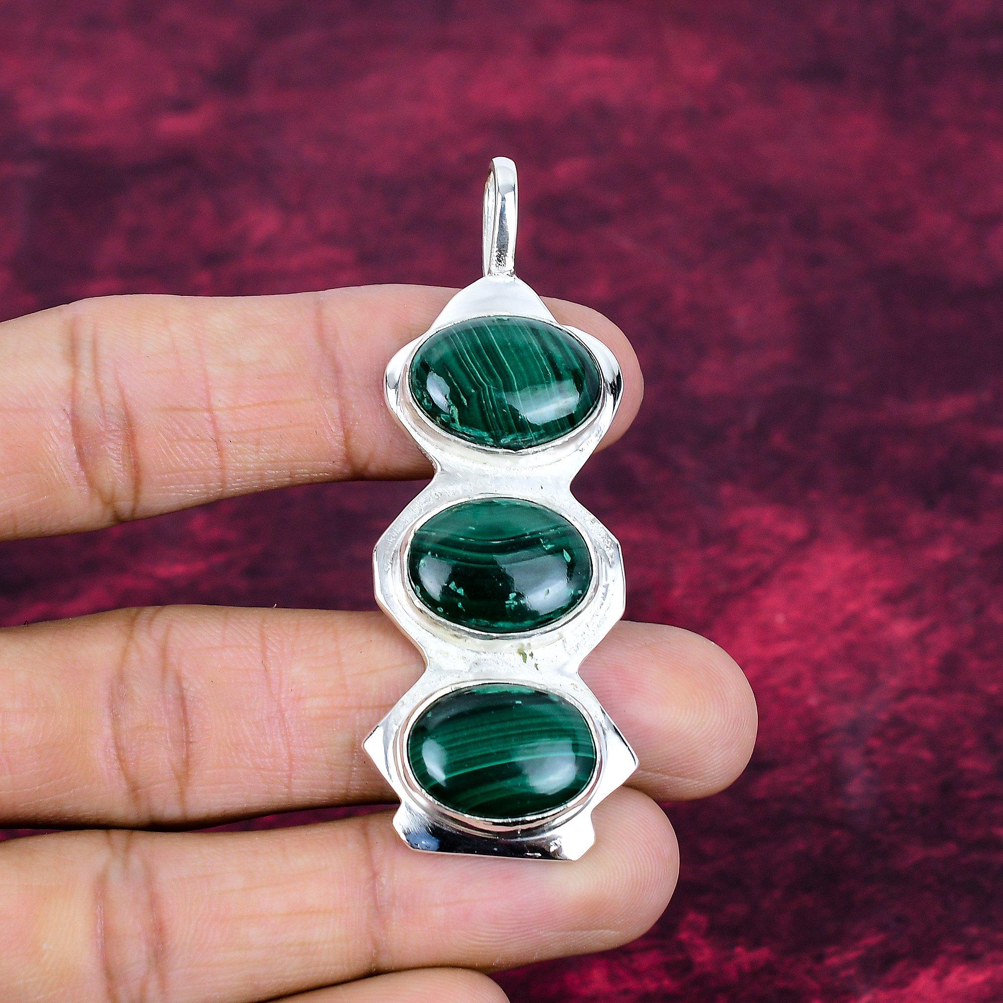 Malachite Pendant, 925 Sterling Silver Pendant Jewelry. Gift For Women Handmade Pendant Gemstone Jewelry