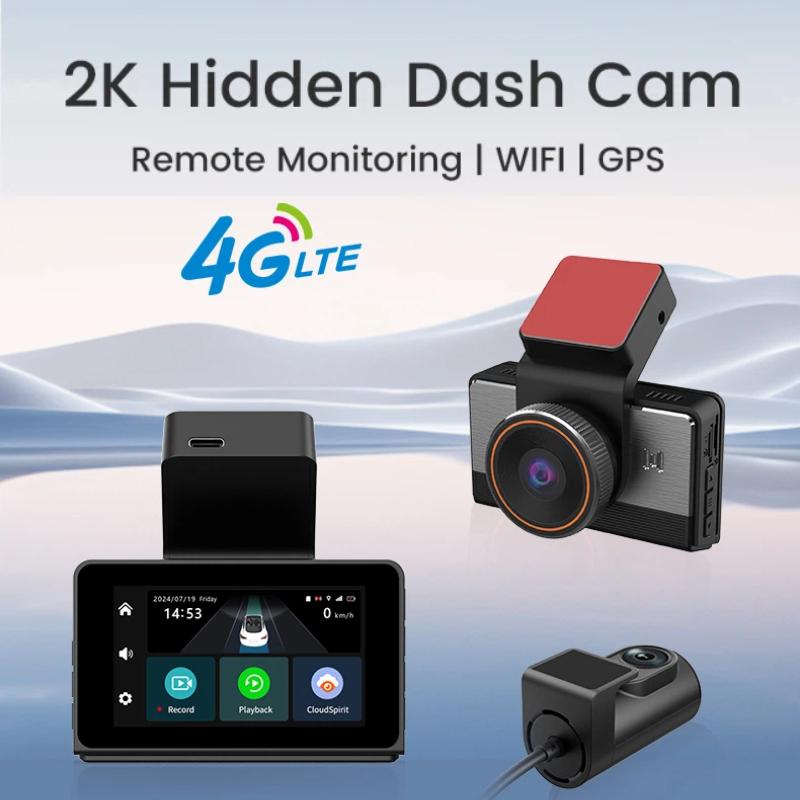 4G LTE 2K Dual Dash Cam, WiFi, GPS, Remote Monitor, Front and Rear, Night Vision