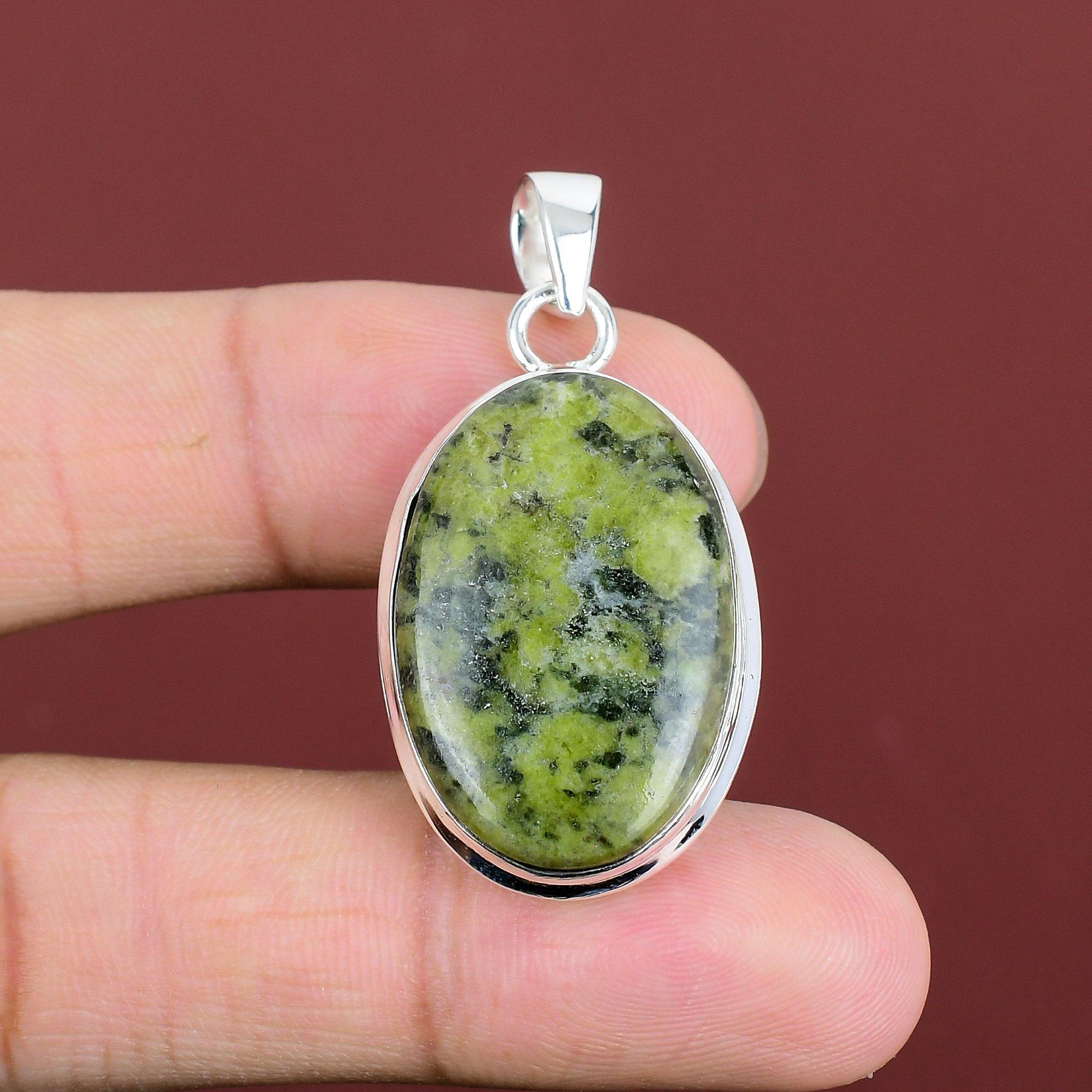 Serpentine Pendant Gemstone Jewelry Antique Pendant 925 Sterling Silver Pendant Serpentine Jewelry Handmade Brand New Pendant Gifts For Dad