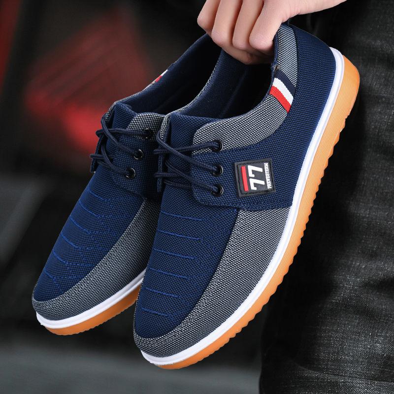 Versatile Work Shoes, Casual Board Shoes, Plus Size Men's Shoes, Lace Up Casual Canvas Shoes