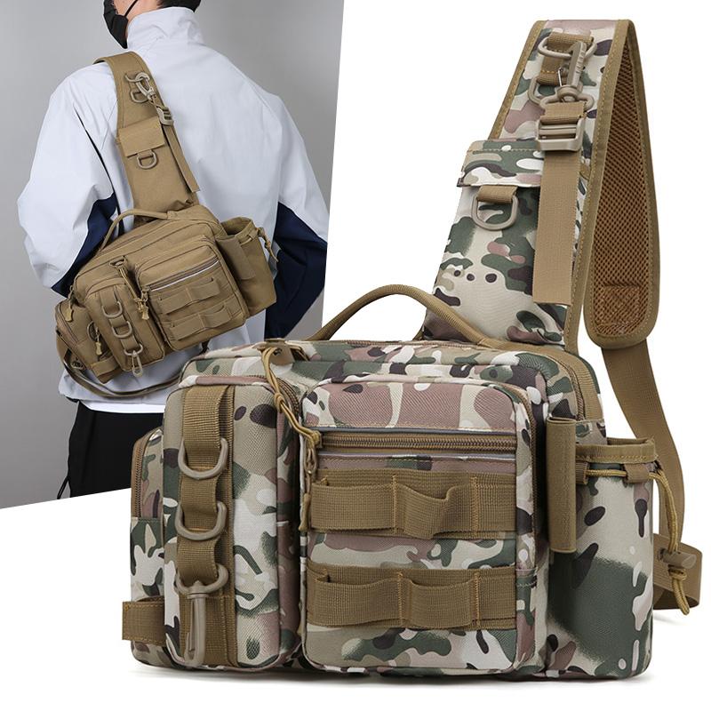 Fishing Tackle Backpack Lure Box Gear Storage Bag Fanny Pack for Men Fly Fishing Backpack with Rod Holder Sling Shoulder Bag