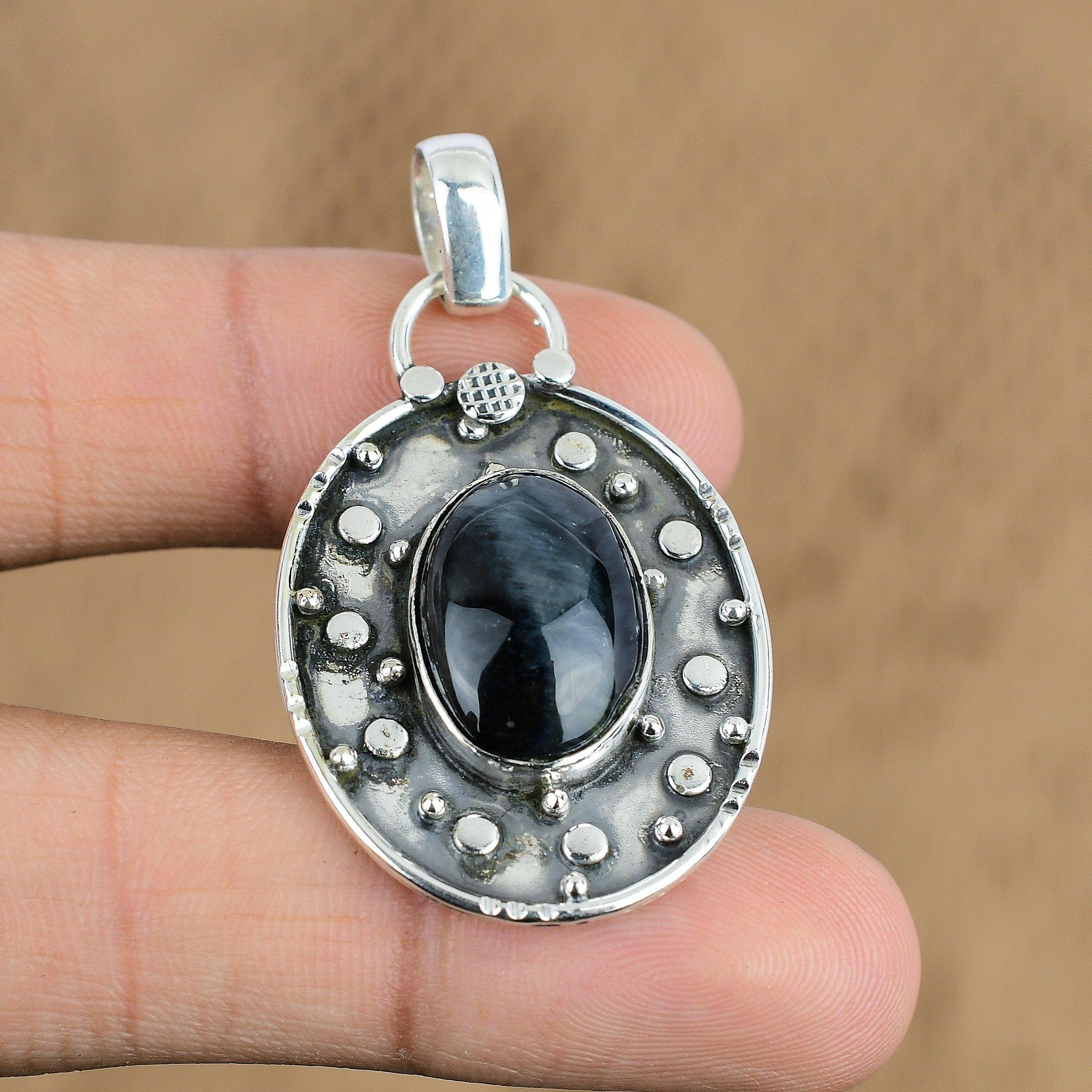 Natural Pietersite Gemstone Indian Jewelry 925 Sterling Silver Pendant For Women