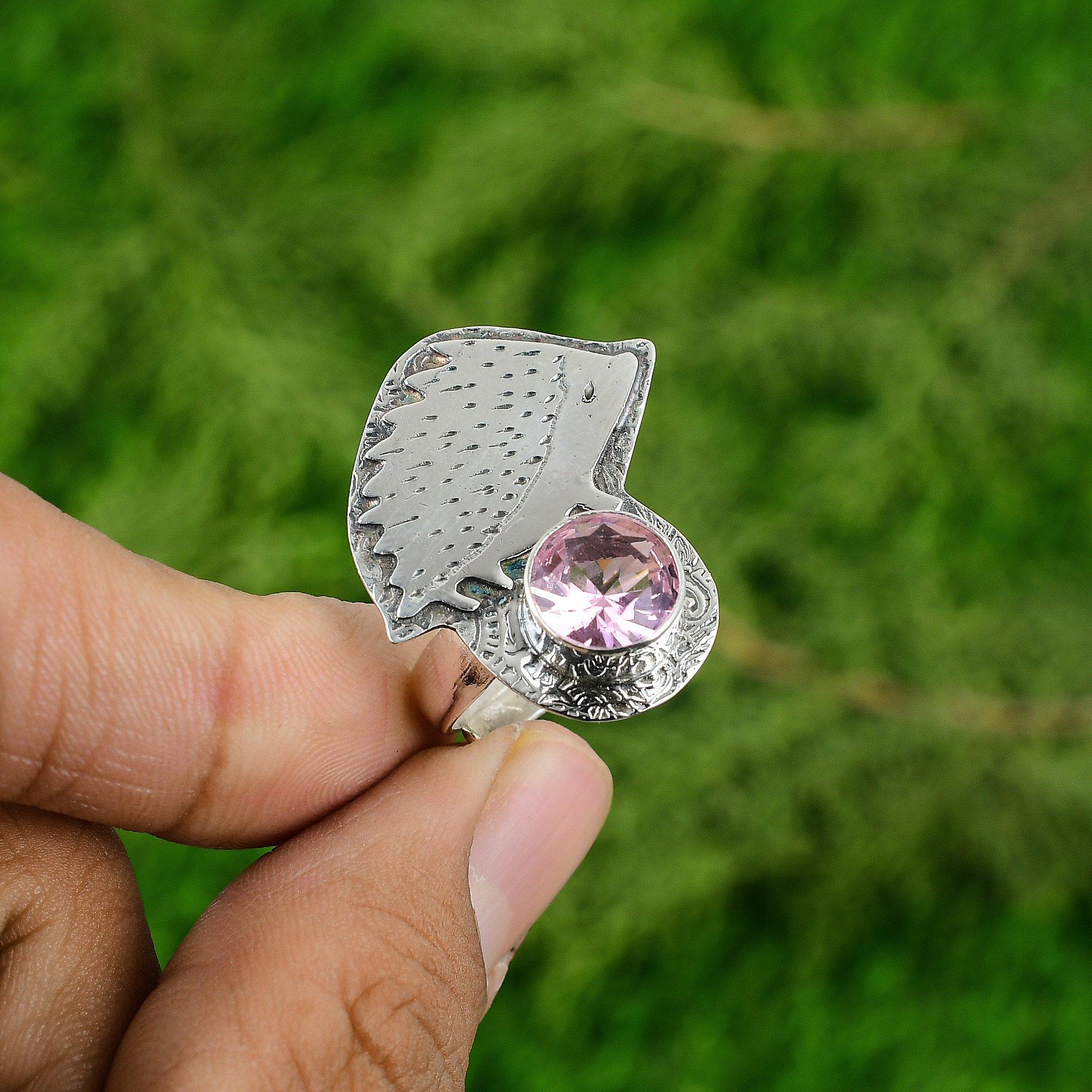 Thanks Giving Day Sale Pink Topaz Stone Promise Stackable Ring Sterling Silver