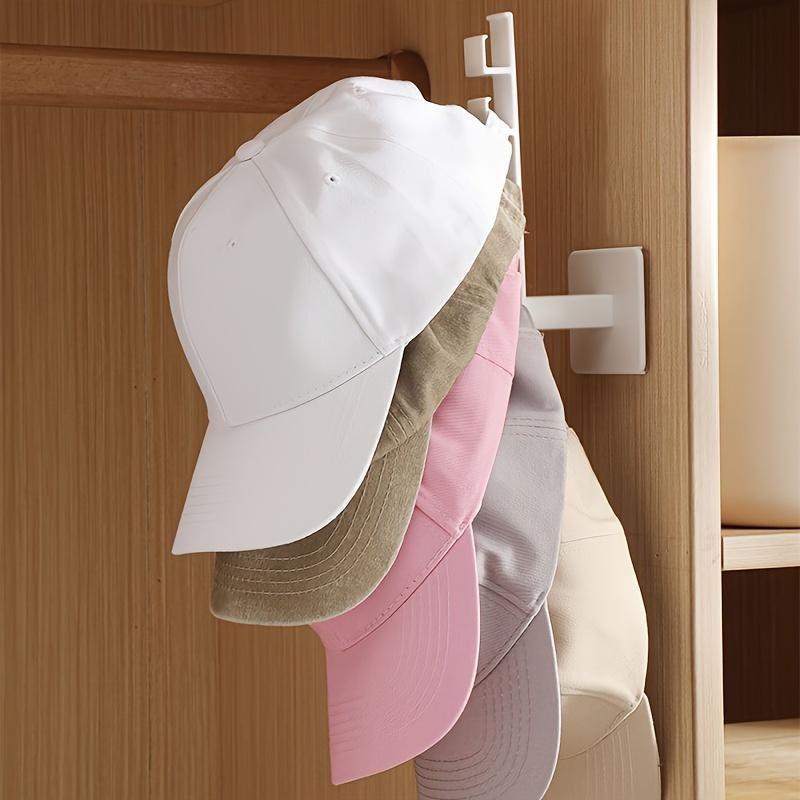 1pc Easy Install Wall-Mounted Hat Rack - Polished Finish, 6-Hook Plastic Storage Organizer for Hats, Headbands, Keys - Multi-Functional Home Accessory
