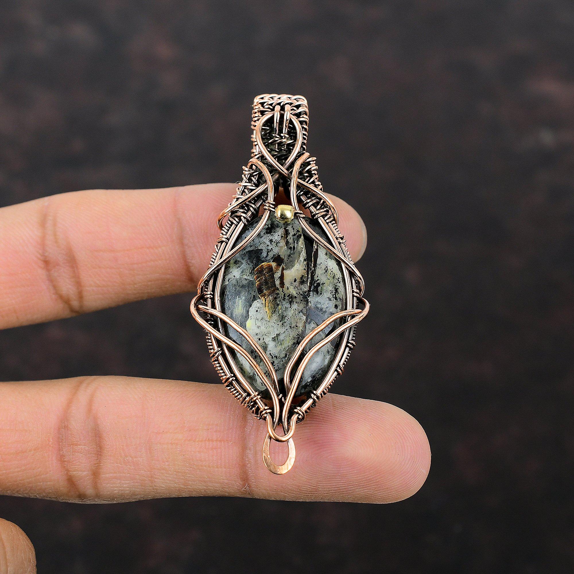 Astrophyllite Copper Pendant Wire Wrapped Pendant Astrophyllite Gemstone Jewelry Handmade Pendant Copper Jewelry For Gift Wire Wrap Jewelry