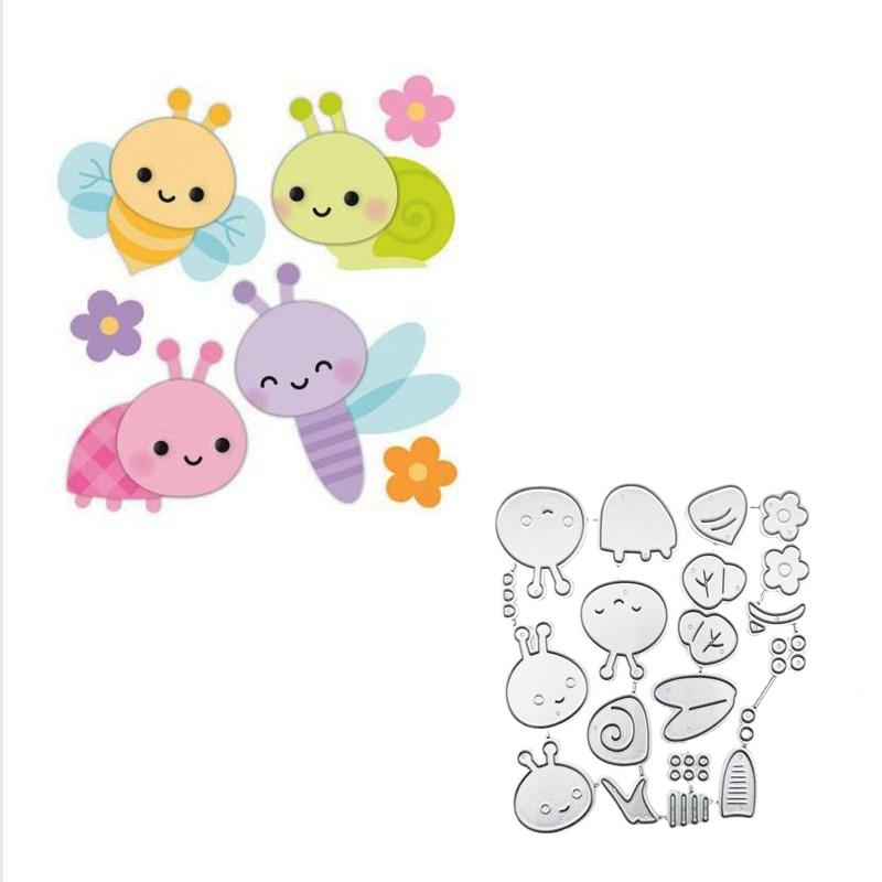 Patru Little Flying Bees Scrapbooking Metal Cutting Dies Sabloane pentru DIY Album Paper Card Decor