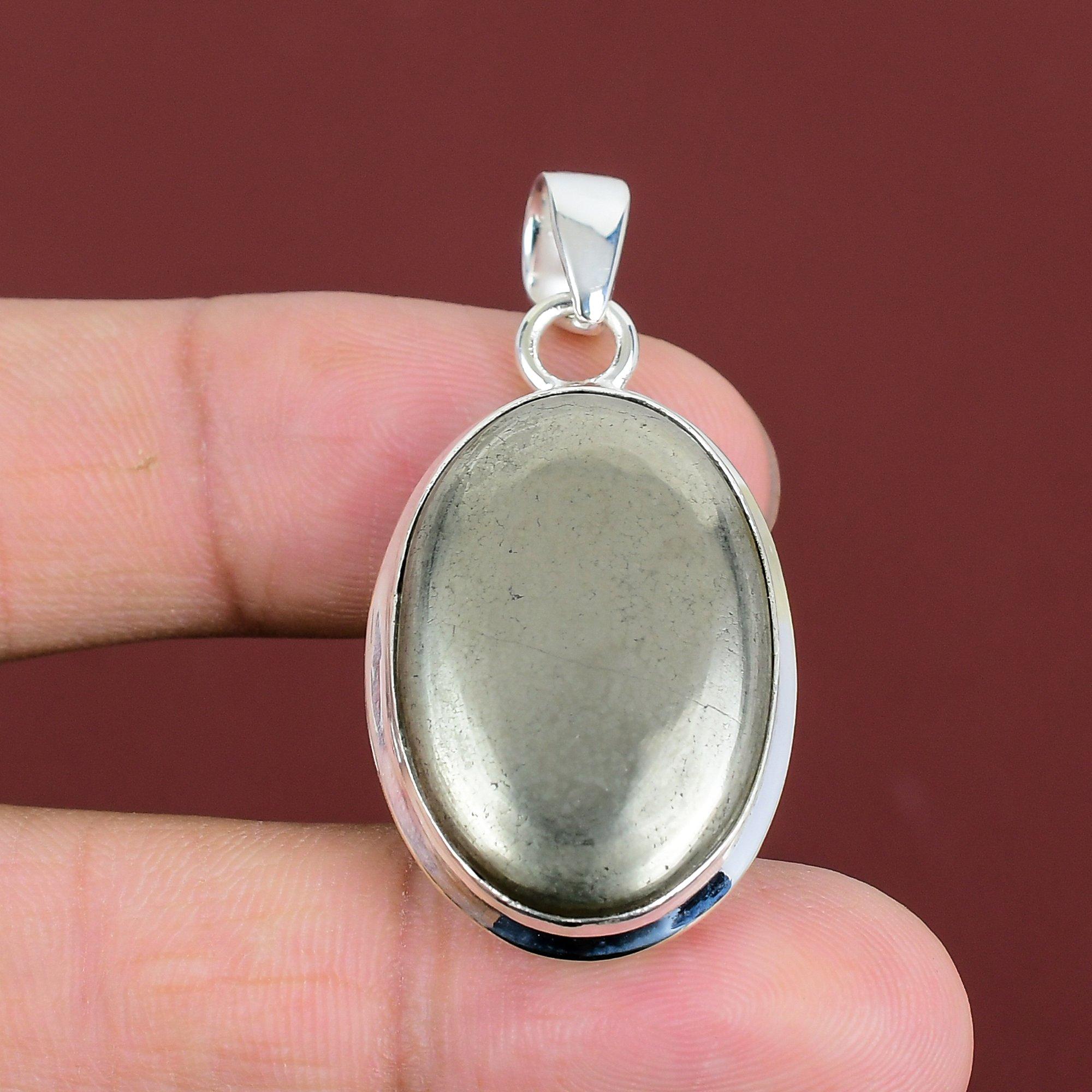 Pyrite Pendant 925 Sterling Silver Pendant Handmade Gemstone Pendant Original Pyrite Jewelry Statement Pendant Engagement Gifts Boho Jewelry