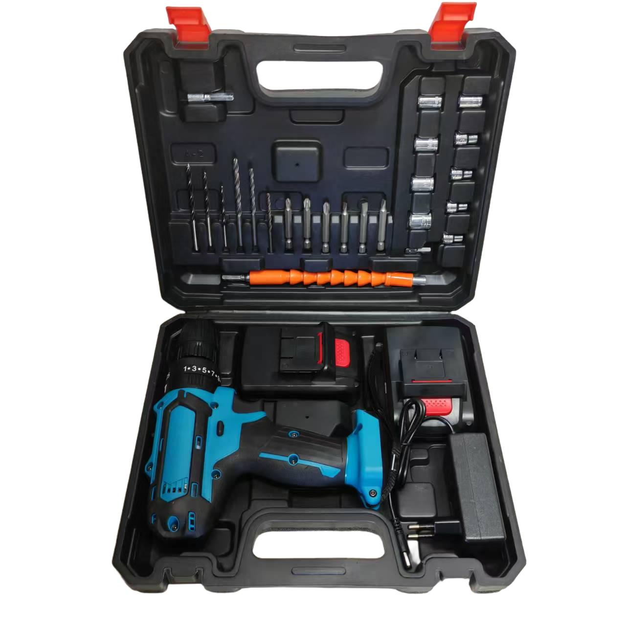 Domácí multifunkční 21V akumulátorová vrtačka 3 pracovní režimy 2stupňová regulace otáček plynulá regulace otáček mini elektrická vrtačka/šroubovák s LED světlem