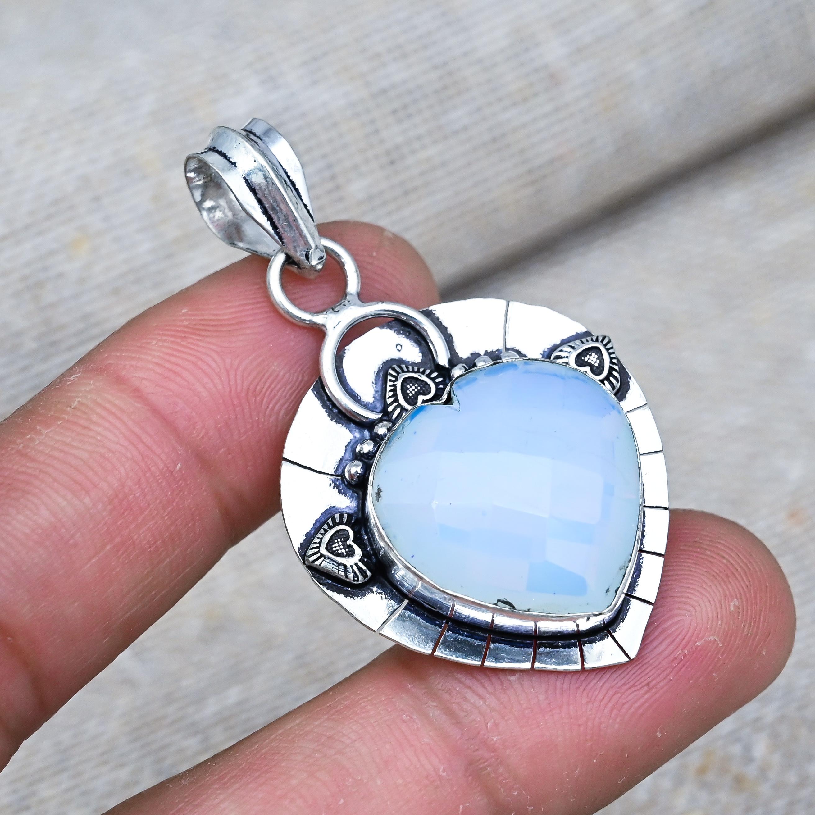 Milky Opal Gemstone Jewelry Handmade 925 Sterling Silver Pendant For Wedding Gift