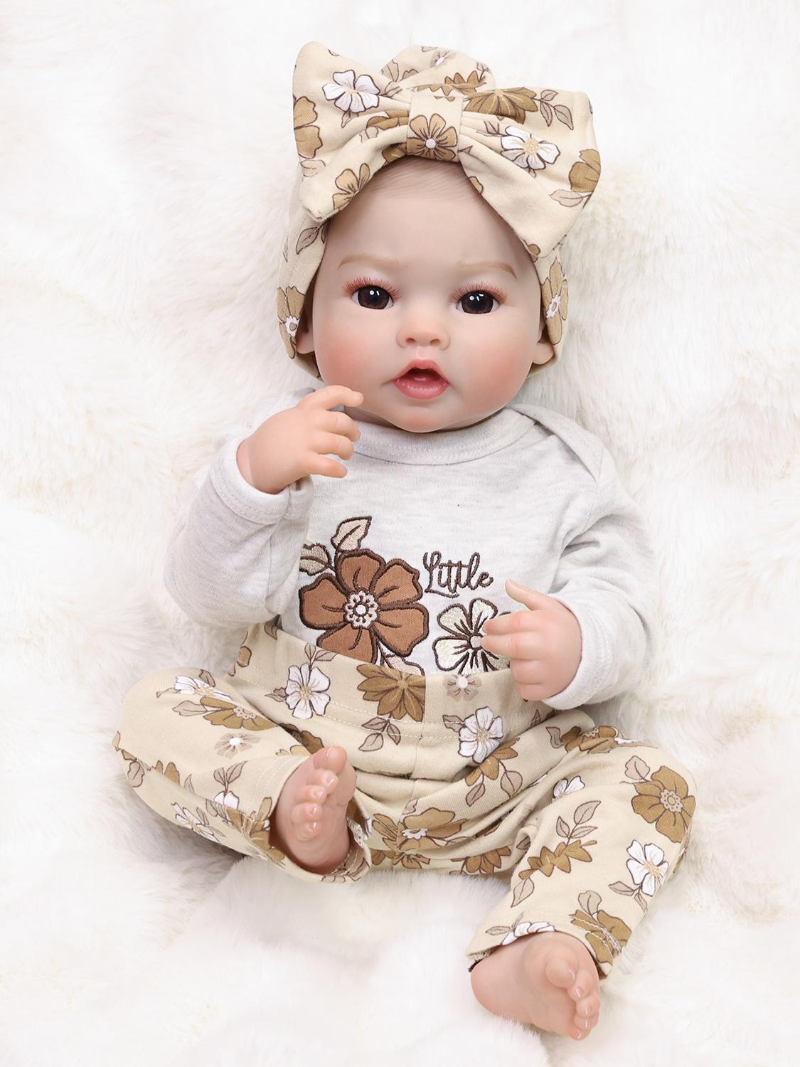 18 Inch Realistic Reborn Baby Doll Full Silicone Vinyl with Visible Veins Newborn Girl Doll Toddler Toy Gift