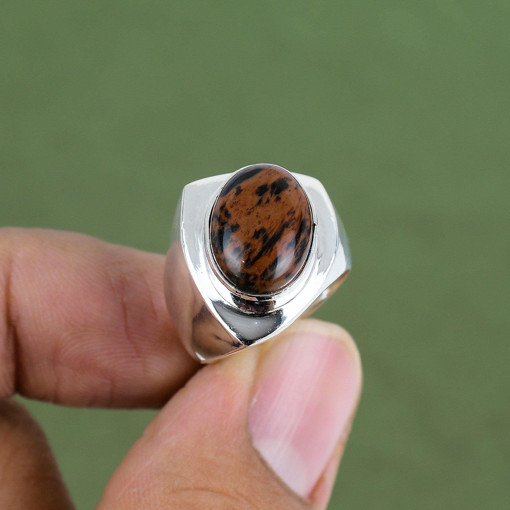 Mahogany Obsidian Ring 925 Sterling Silver Rings Stylish Jewelry Handmade Ring Top Quality Gemstone Jewelry For Gifts Available In Ring Size