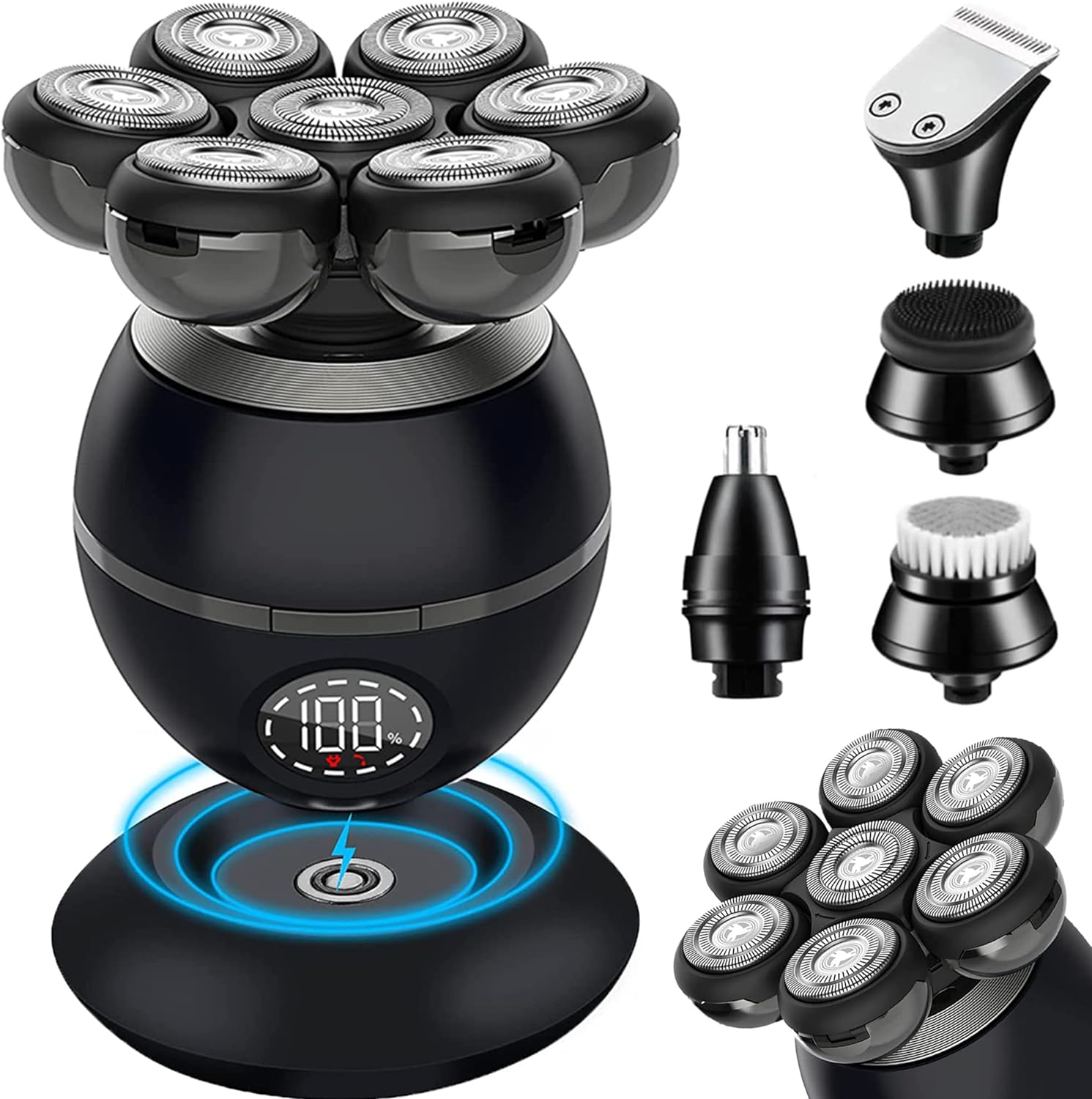 Electric Bald Head Shaver, Upgrade 5 In 1 Head Shavers for Bald Men, with Nose Hair Sideburns Trimmer, Waterproof Wet/Dry Mens Razor Grooming Kit