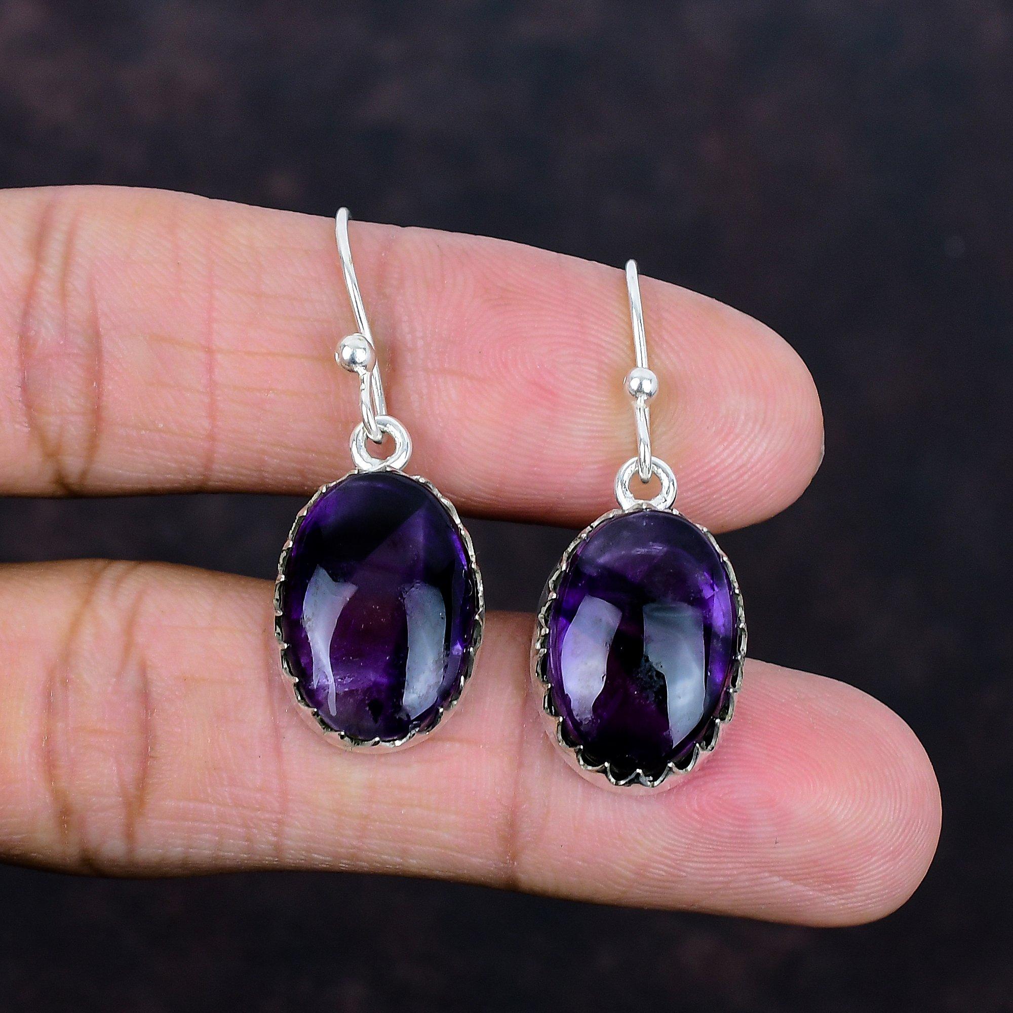 Star amethyst gemstone earrings handmade jewelry 925 sterling silver earring natural star amethyst jewelry dangle earrings anniversary gifts