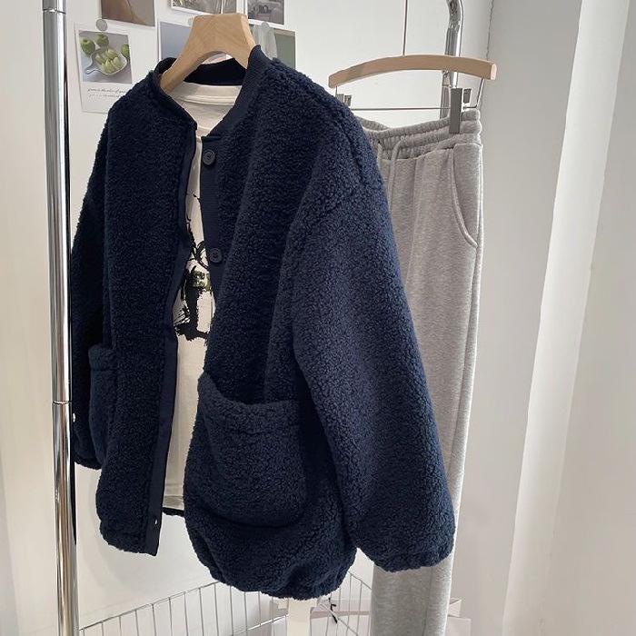 Imitation Lamb Wool, Coat, Women's, Fleece, Warm, Baseball Jacket, Top