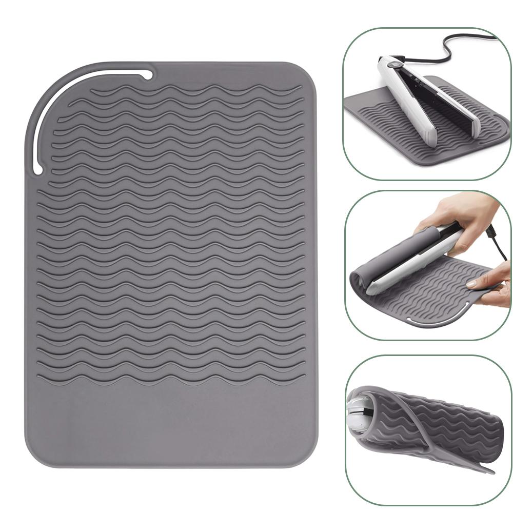 Silicone Travel Mat Heat Resistant Curling Iron Hair Straightener Hair Styling Tools and Hot Styling Tools - Grey