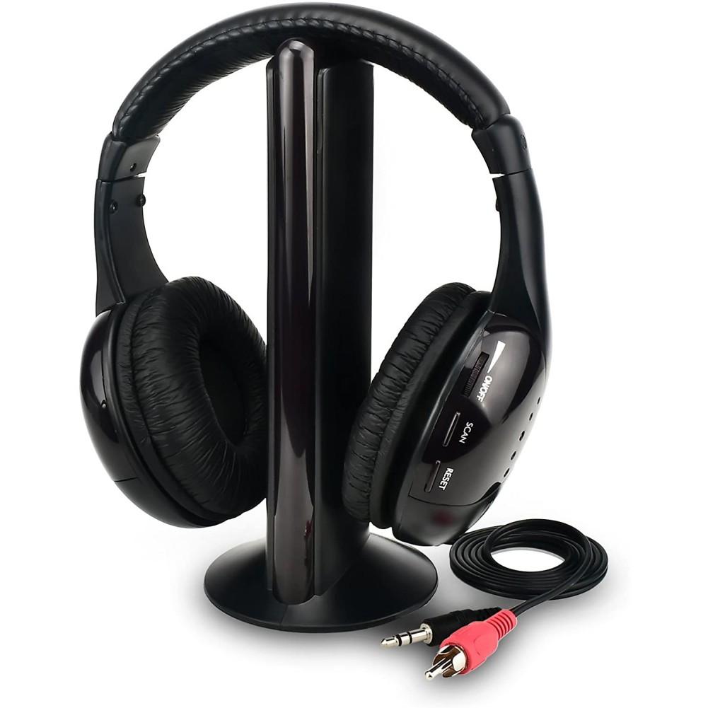 Wireless TV Headphones Home Headset for TV Watching,TV Ears Microphone 5 In 1 Functions with Transmitter/FM Radio/3.5 MM Jack