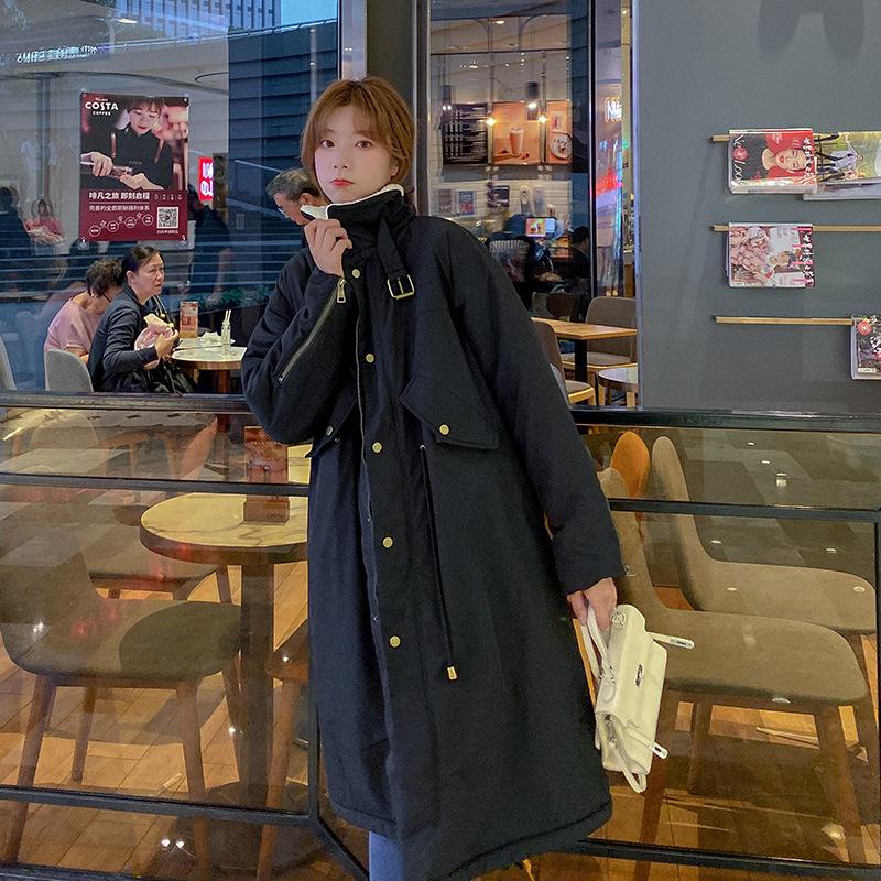 Thickened Fleece-Lined Lamb Wool Jacket Women's Cotton Coat Medium-Length Loose-Fit Korean Style Autumn Winter New Female Outerwear