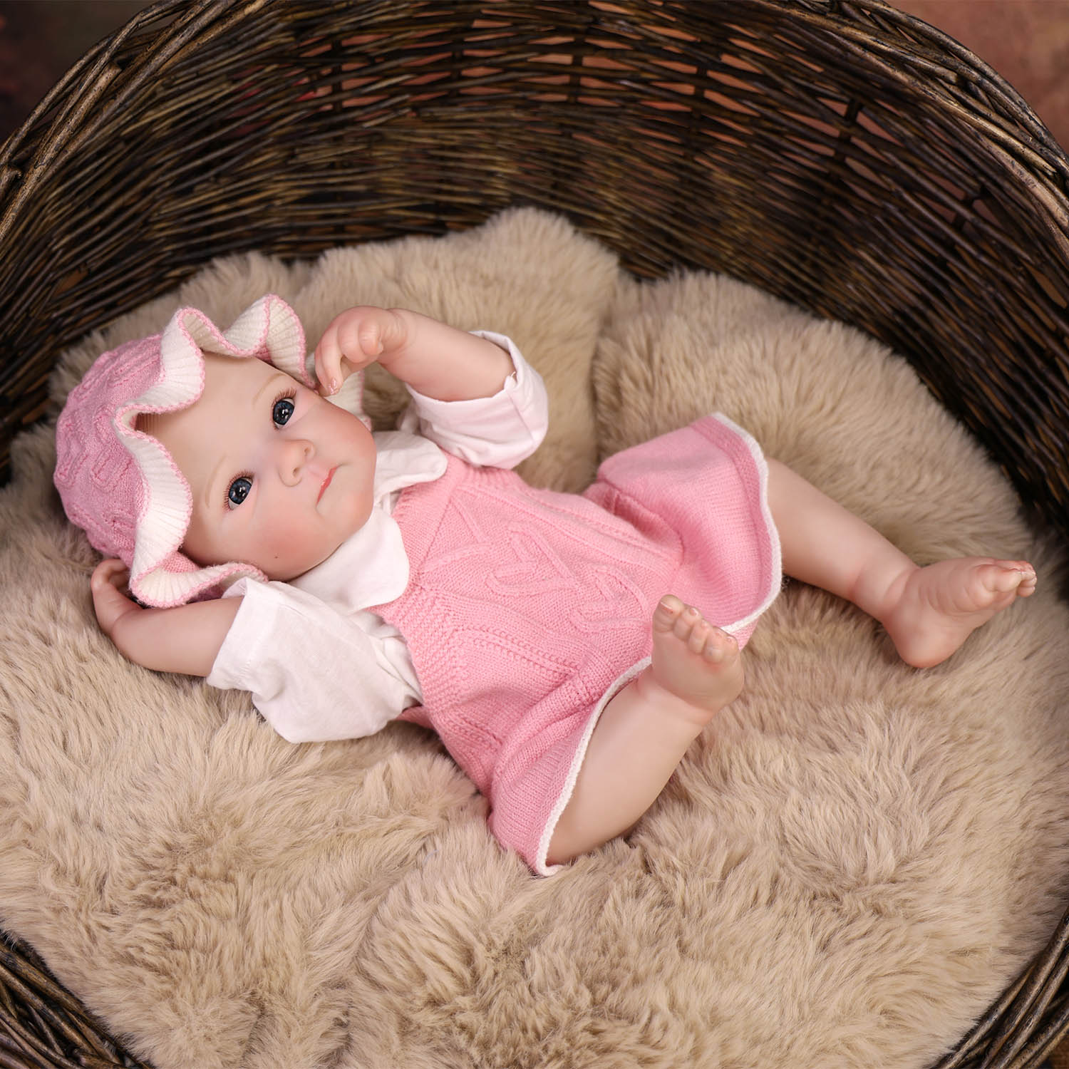 KEIUMI 18 Inch Reborn Baby Doll Full Silicone Vinyl Realistic 3D Skin Newborn Girl Toy Children Birthday Gift
