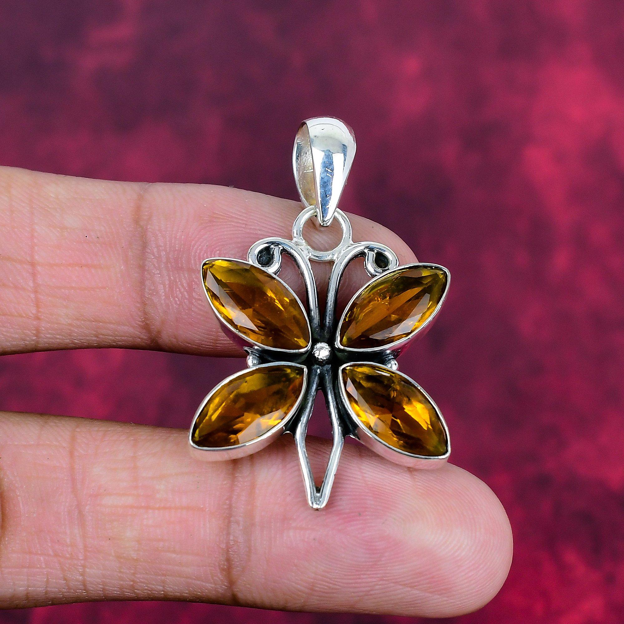 Citrine Pendant, 925 Solid Sterling Silver Gemstone Jewelry, Handmade Pendant, For Thanksgiving