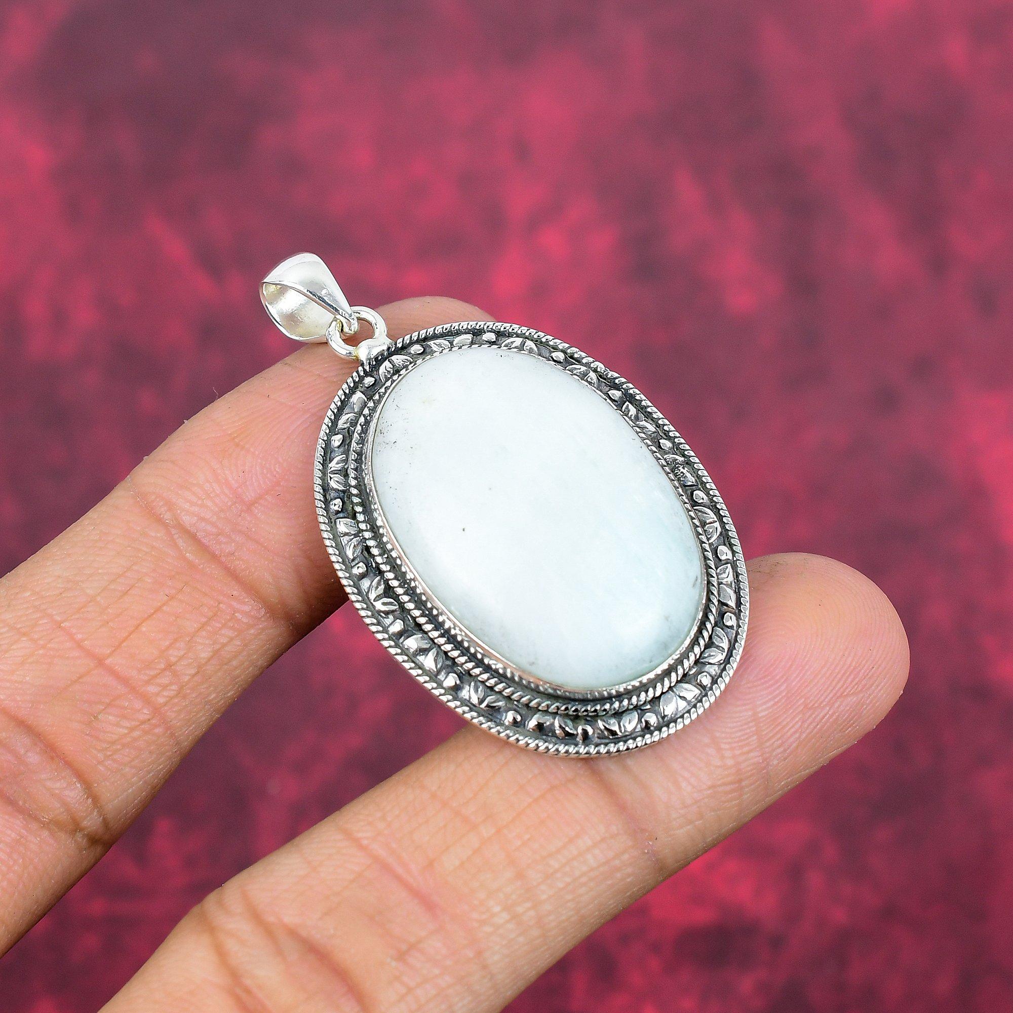 Pendentif en argent sterling massif 925 avec corail blanc, bijoux pendentif en pierres précieuses faits à la main, cadeaux pour femme, pendentif tout neuf