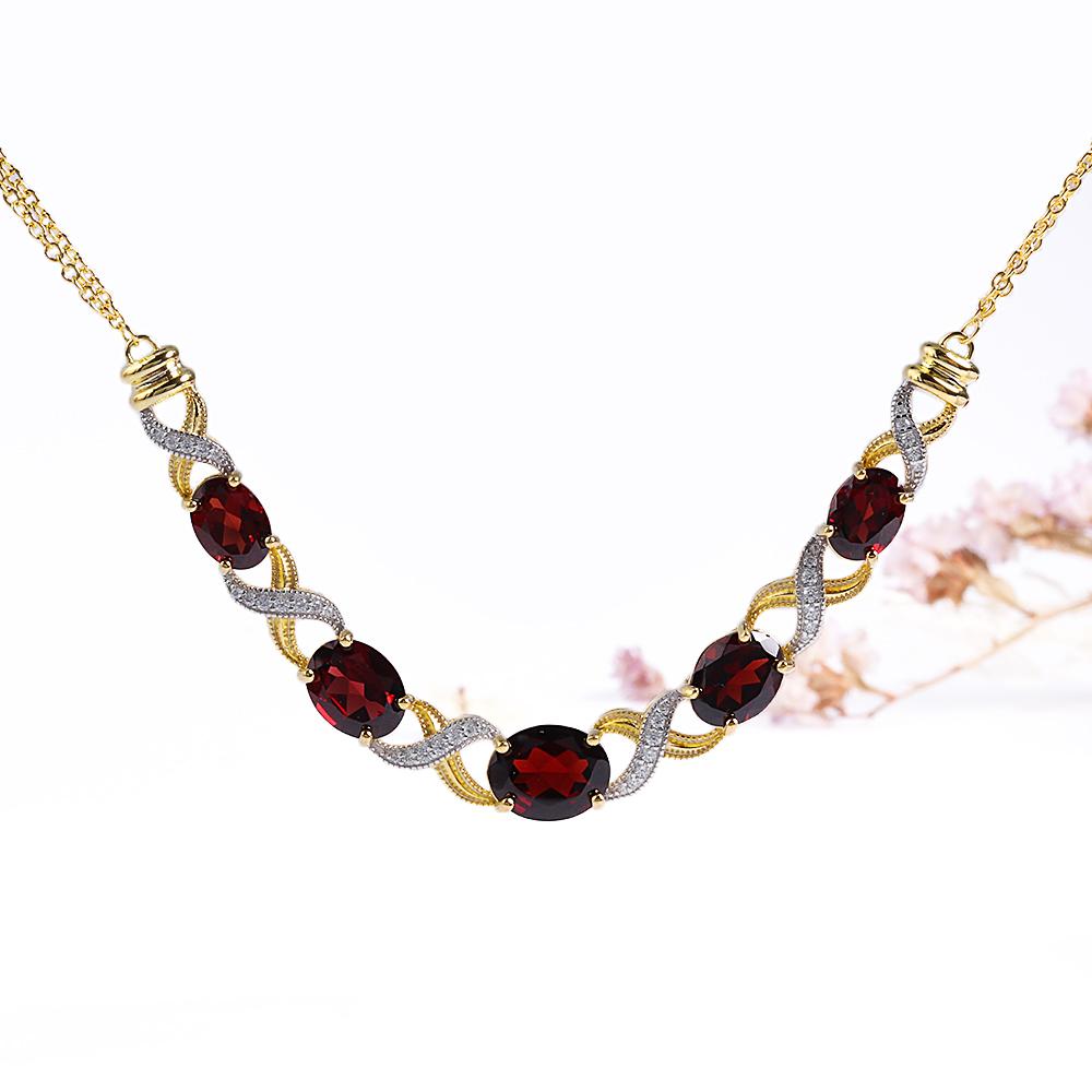 Unique S925 silver vine design necklace real Gemstone Natural oval Garnet Fine Jewelry for women's birthday wedding banquet gift