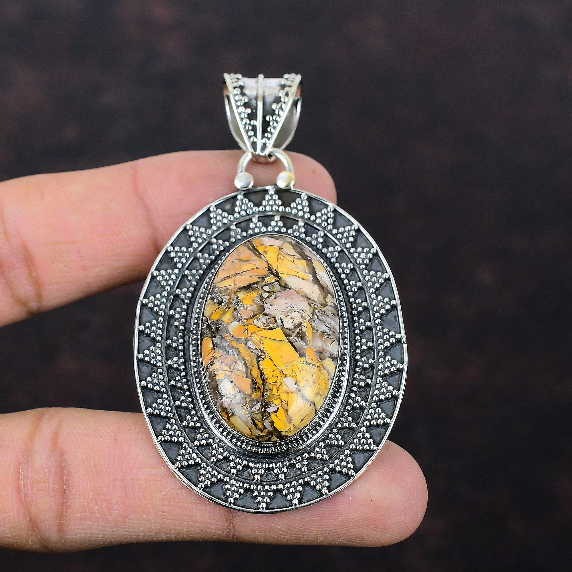 Brecciated Mookaite Pendant Gemstone Pendant Handmade Vintage Pendant 925 Sterling Silver Pendant Brecciated Mookaite Jewelry Gift For Women