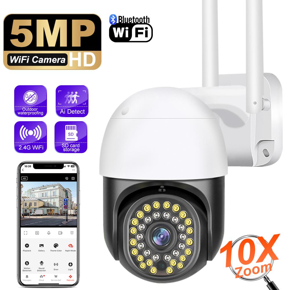 Intelligente 10X Zoom Wifi PTZ Kamera Außenbereich Hausüberwachung Videoüberwachung 5MP Drahtlose IP-Kameras KI Automatisches Personentracking