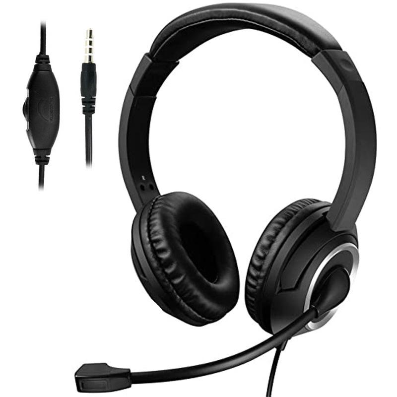 Wired USB Headset Call Center Headset with Microphone Game Noise Canceling Over-Ear Headphones for Computer PC Laptop