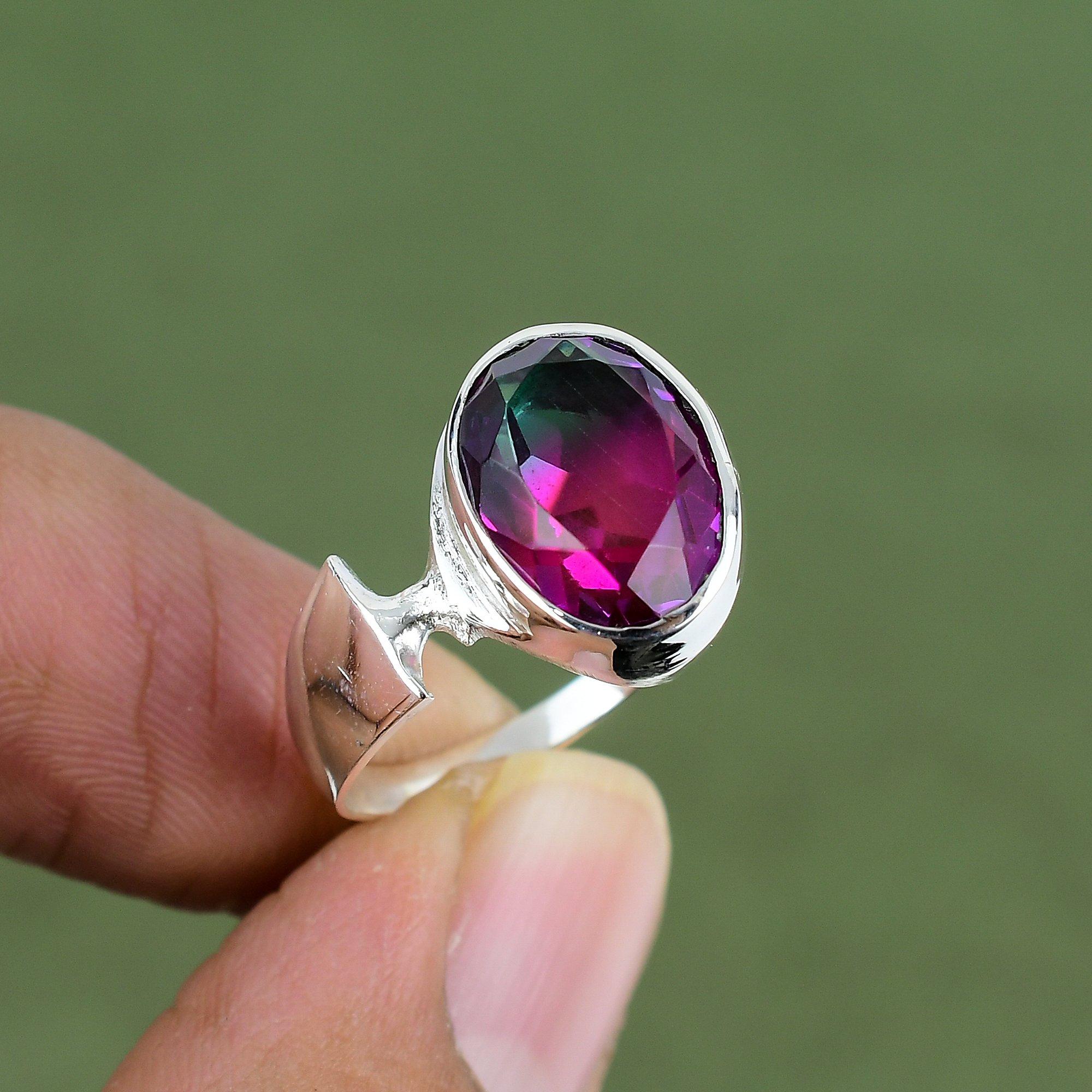 Faceted Multi Tourmaline Ring 925 Sterling Silver Ring Unique Design Jewelry Real Gemstone Handmade Ring Gift For Him Available In Ring Size