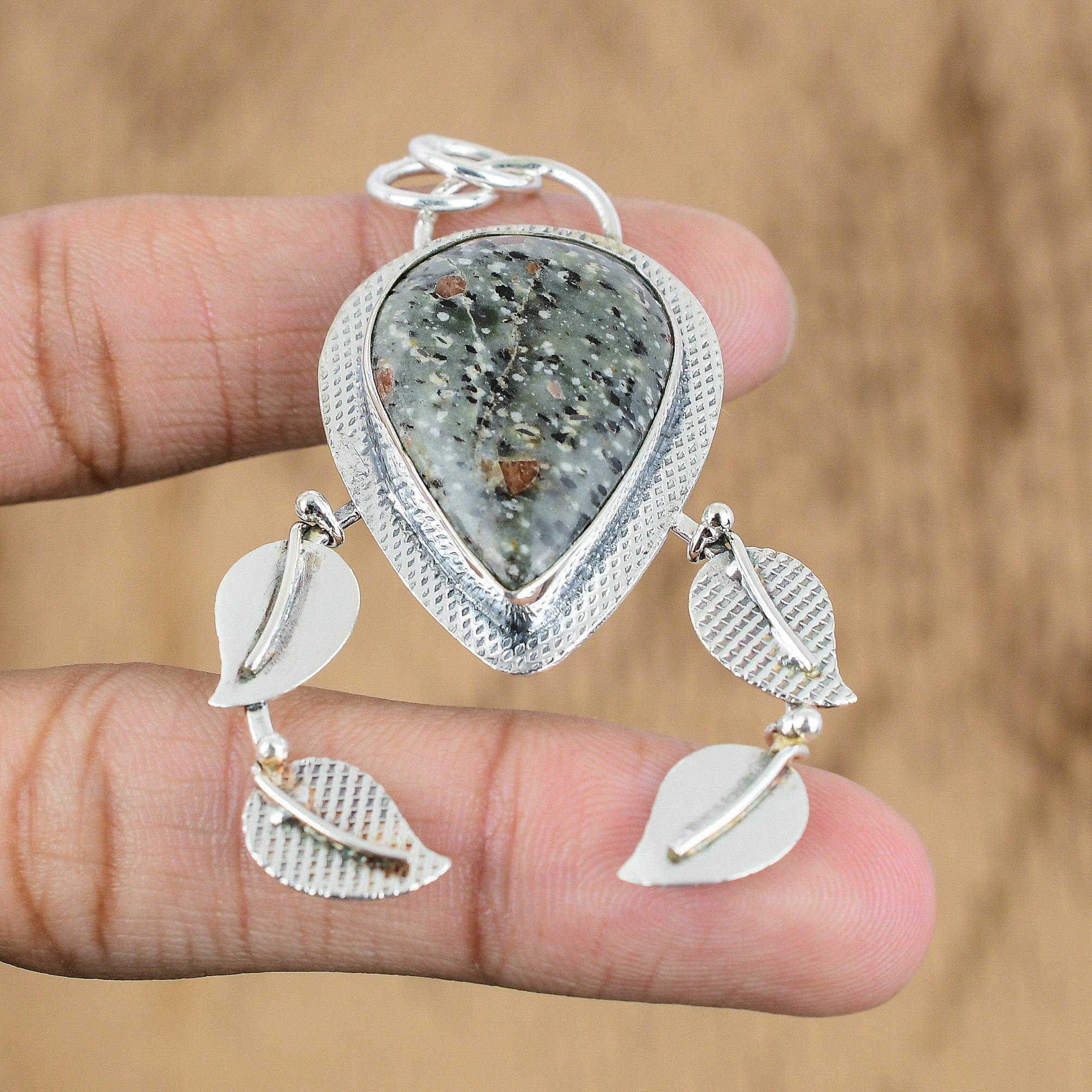 Memorial Day Sale Pear Natural Eudialyte Wedding Wife Pendant Jewelry 925 Silver