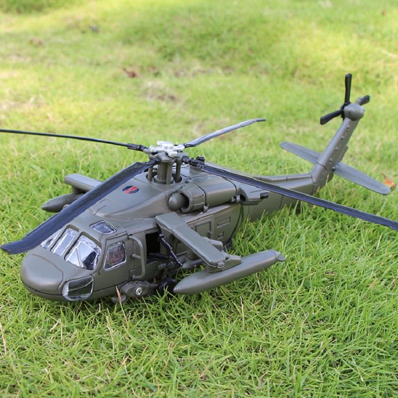 Black Hawk Kampfhubschrauber Simulation Diecast & Spielzeugfahrzeuge Geräusche & Licht 1:64 Legierung Militärische Sammlung Modell Metallflugzeug