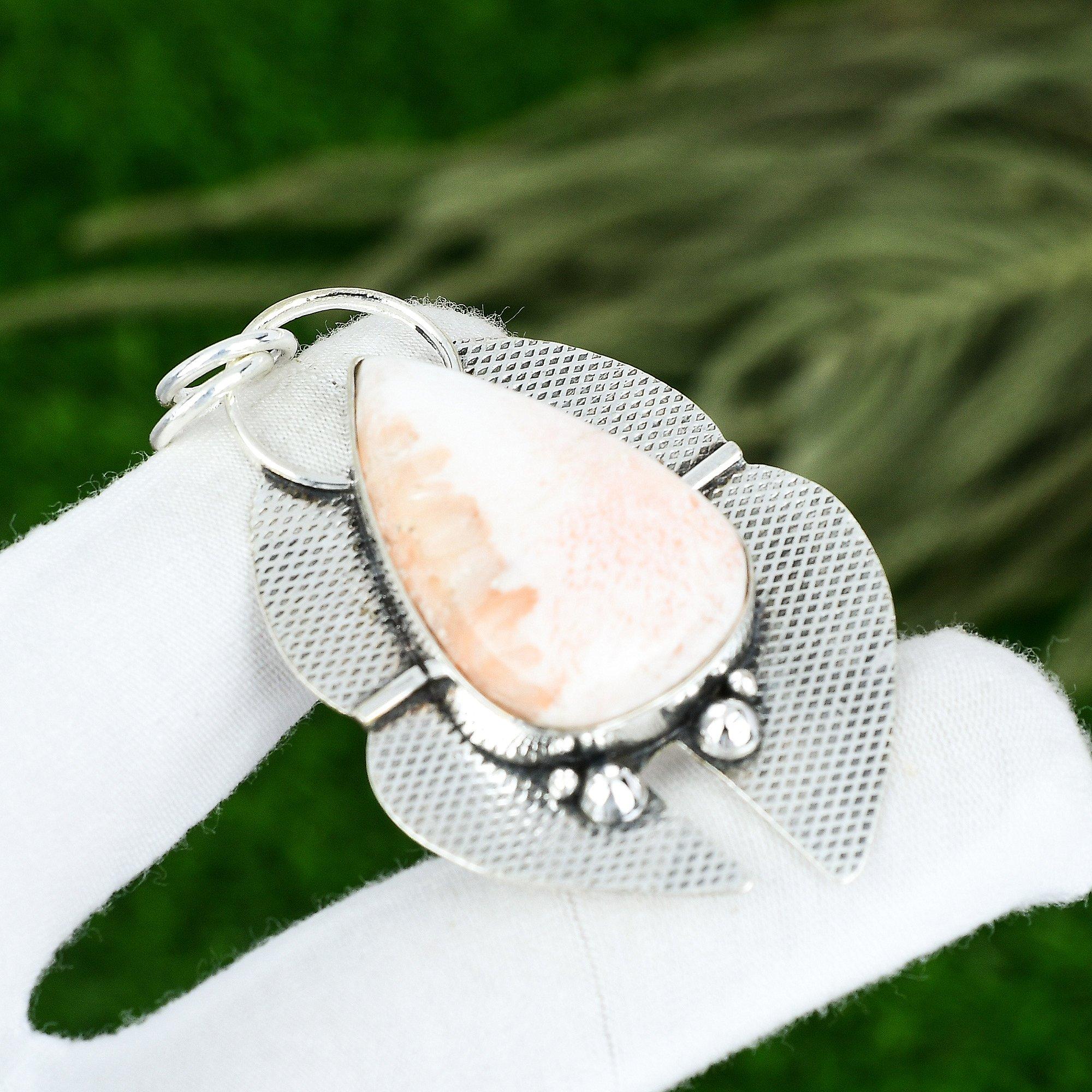 Memorial Day Deal Scolecite Gemstone Trendy Pendant Jewelry 925 Sterling Silver