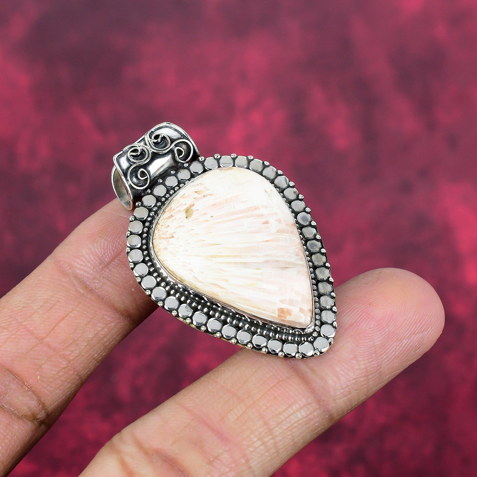 Scolecite Pendant, 925 Solid Sterling Silver Pendant Handmade Gemstone Jewelry, Gifts For Wife Brand New Pendant