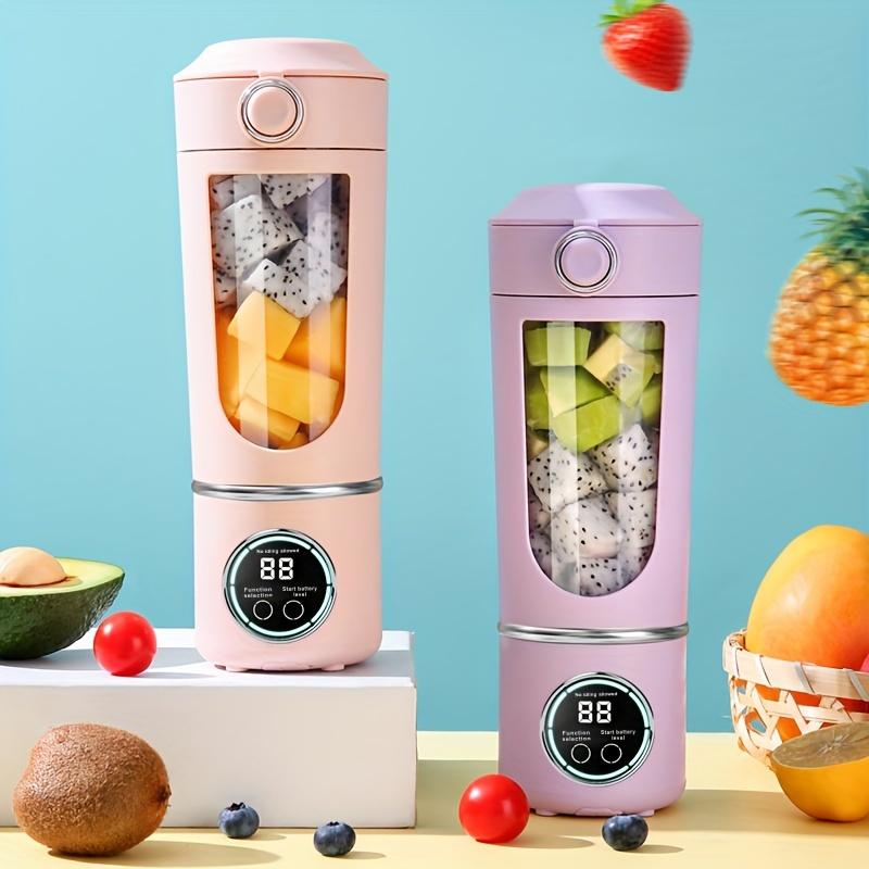Portable USB Rechargeable Blender with LED Display - Compact 18.6 Oz Citrus Juicer, 700ml Capacity, Ideal for Smoothies and Shakes, Dual Lid Design