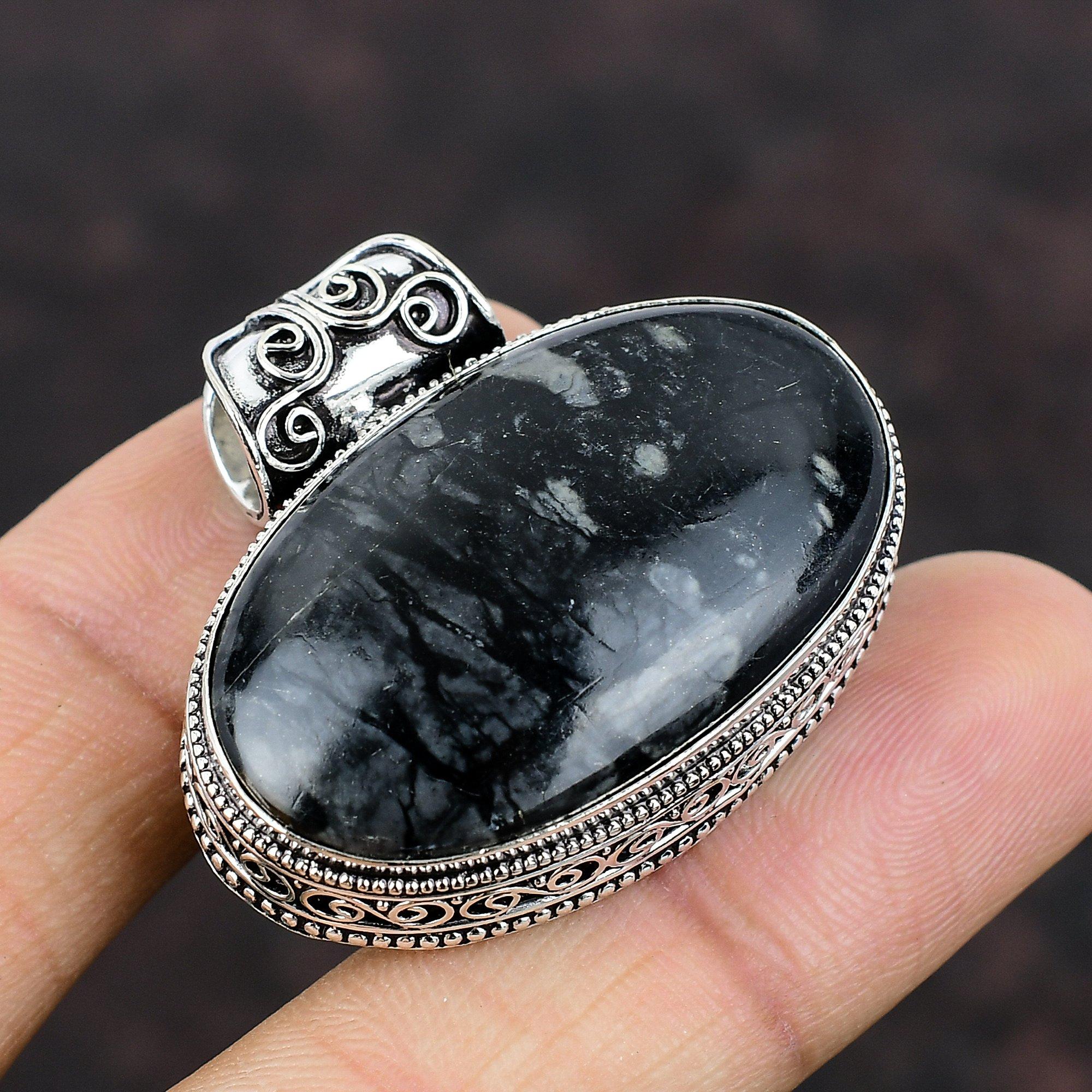 Picasso Jasper Gemstone Pendant Vintage Pendant 925 Sterling Silver Pendant Handmade Amazing Jewelry Stylish Pendant For Women Gift For Her