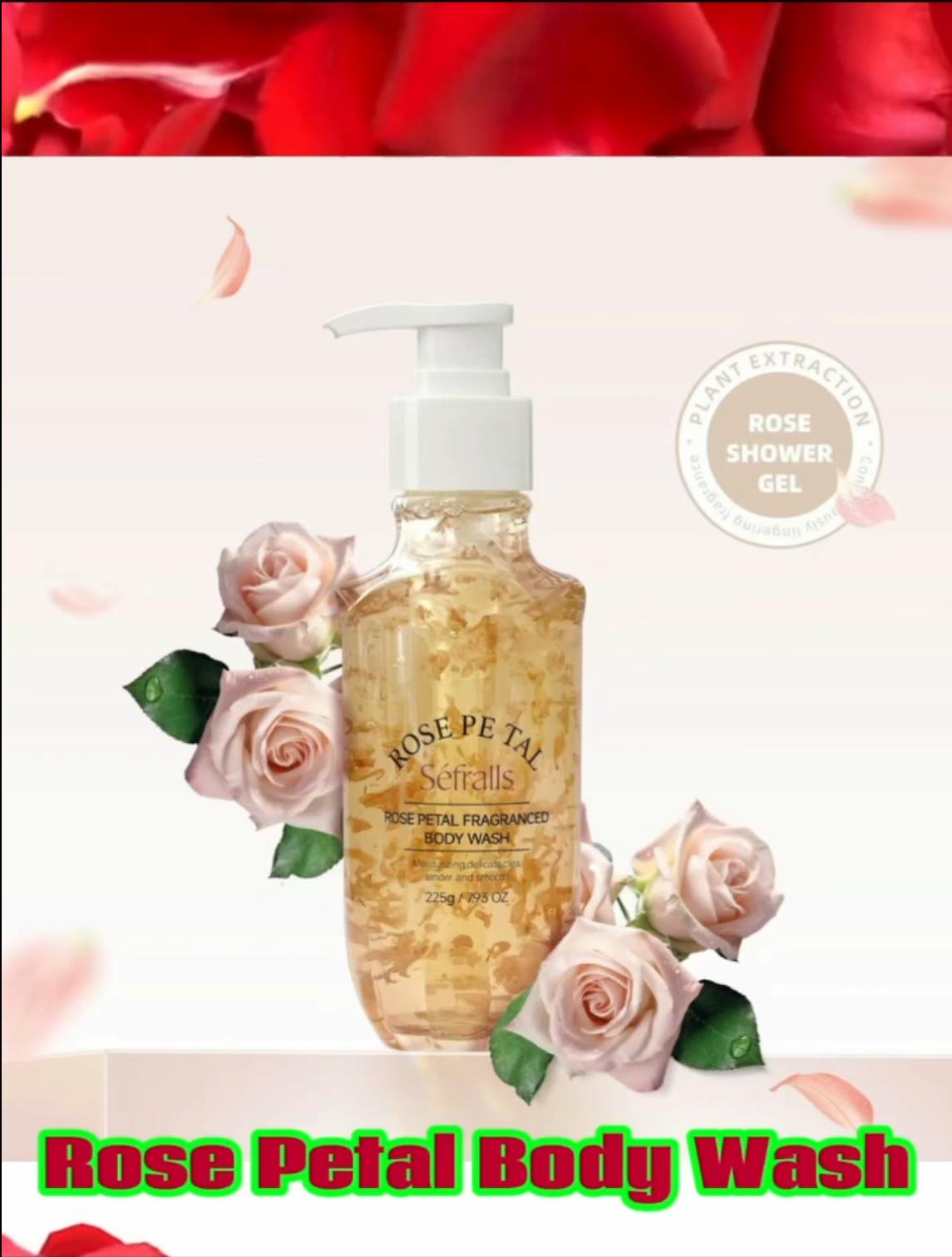 Bagnoschiuma Profumo di Petali di Rosa 225g, Pulizia profonda, idratante e idratante, contenente petali di rosa autentici