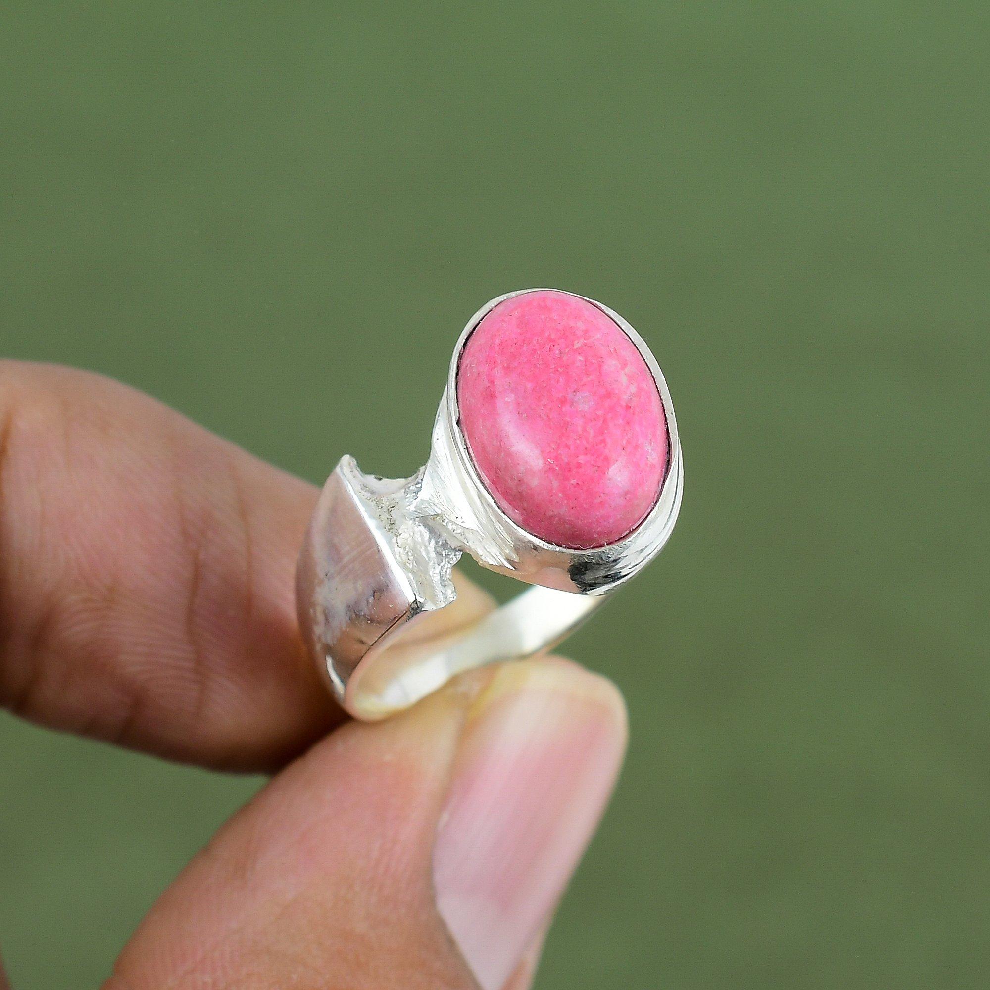 Thulite Ring 925 Sterling Silver Ring Very Pretty Gemstone Jewelry Elegant Ring Handmade Brand New Ring Gift For Wife Available In Ring Size