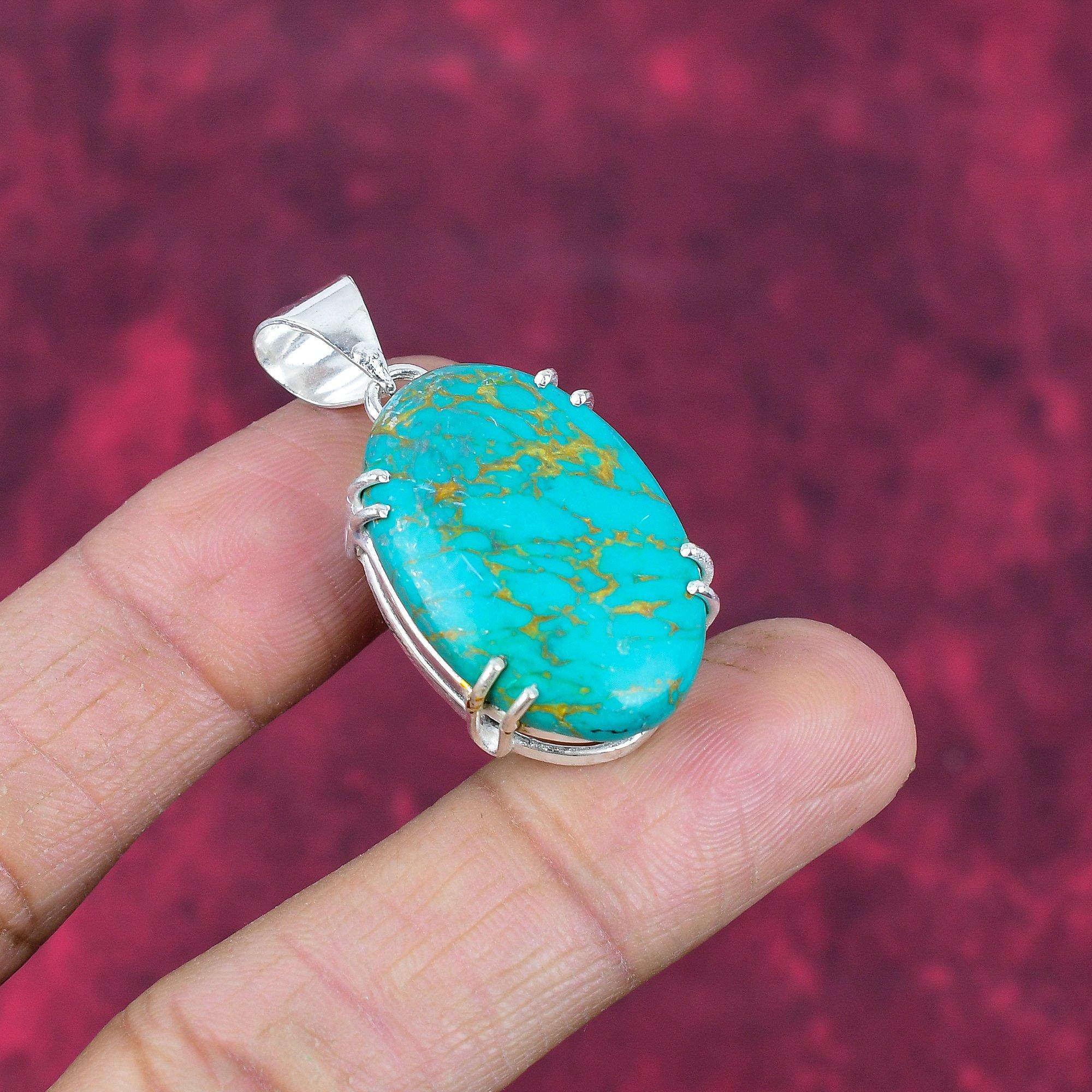 Arizona Türkis Edelstein Anhänger, 925 Sterling Silber Anhänger Schmuck, handgemachter antiker Schmuck Geschenk für Mutter