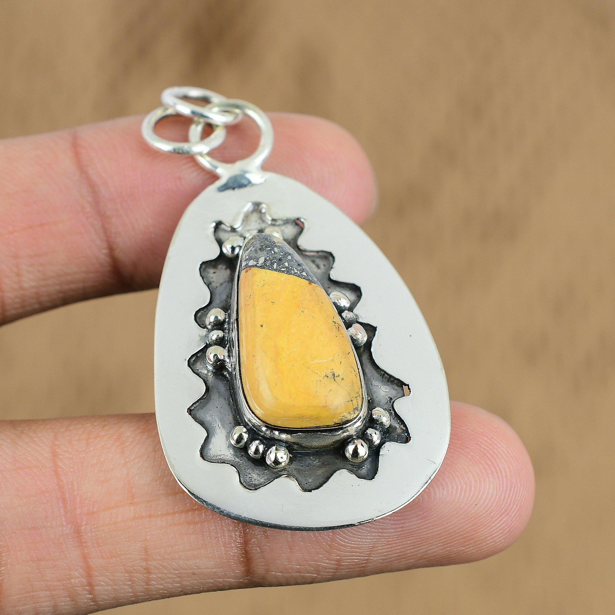 Natural Maligano Jasper Gemstone Pendant 925 Sterling Silver Jewelry For Girls