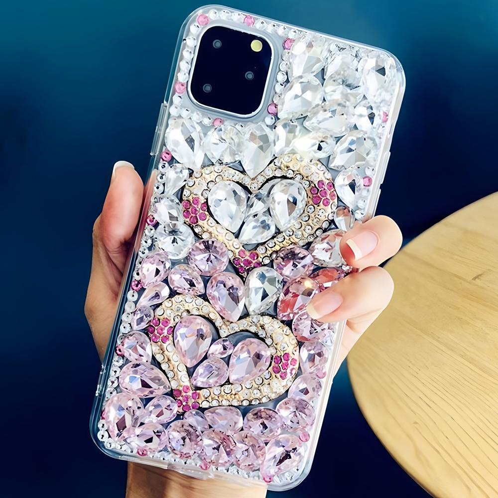 Glitter Bling Rhinestone Phone Case For OPPO Reno 16 15 Pro Max 15F 15C Crystal Diamond Heart Design Cover