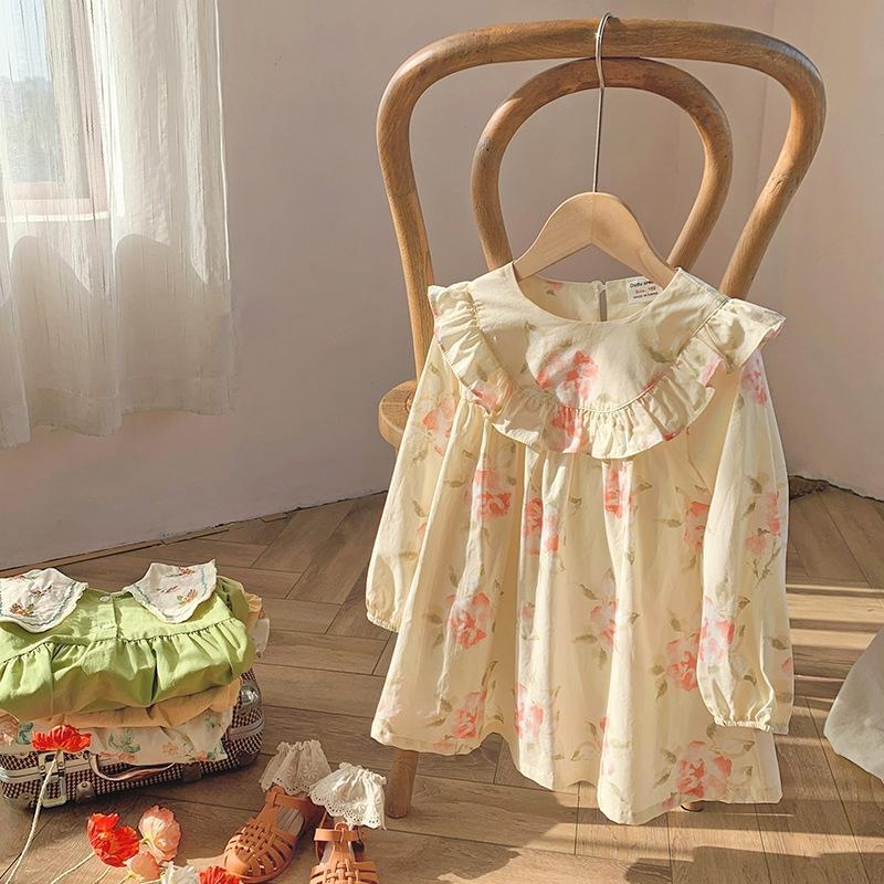 Mädchen Kleid Frühling Herbst Neugeborenen Kleinkind Langarm Gedruckt Baby Kleid Volant Kleidung Baumwolle Prinzessin Kleid Kleidung 1-8years