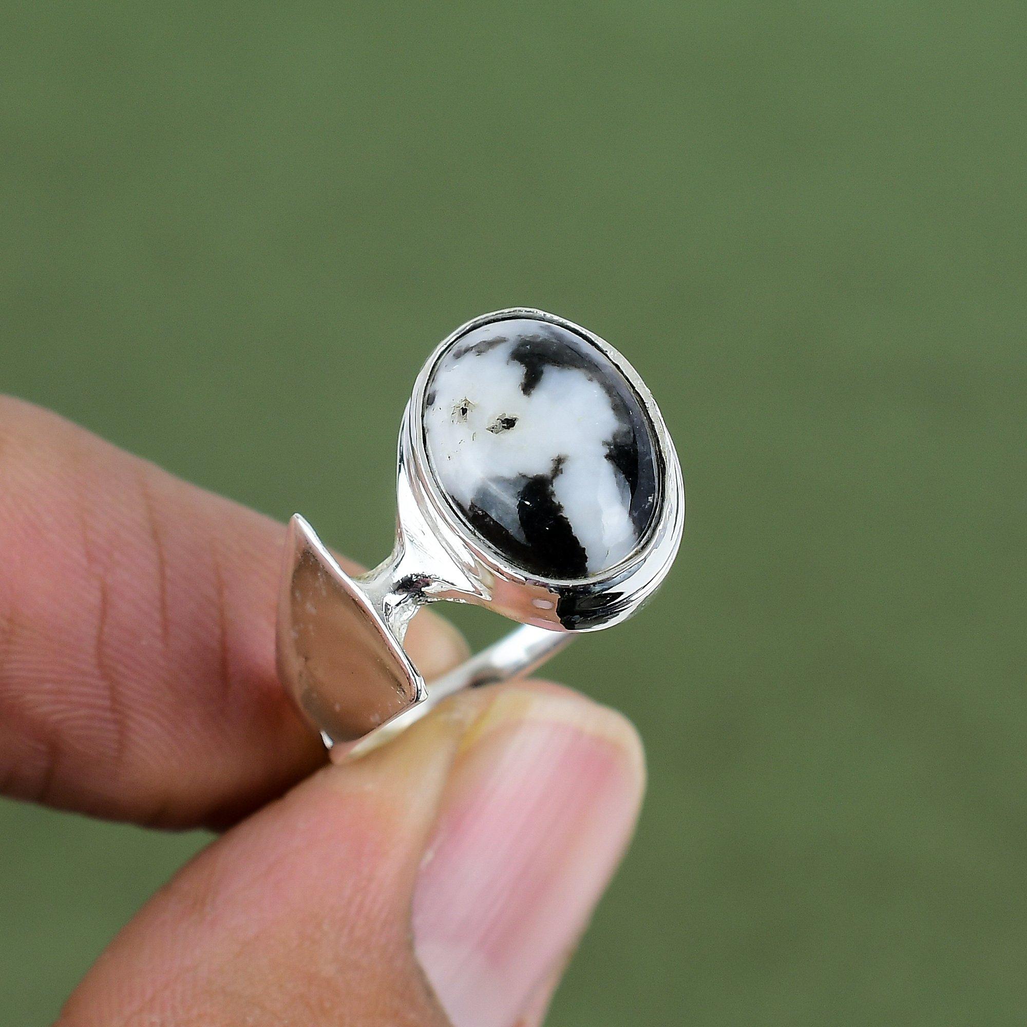 White Buffalo Turquoise Ring 925 Sterling Silver Rings Boho Style Ring Gemstone Ring Handmade Jewelry Gift For Mother Available In Ring Size