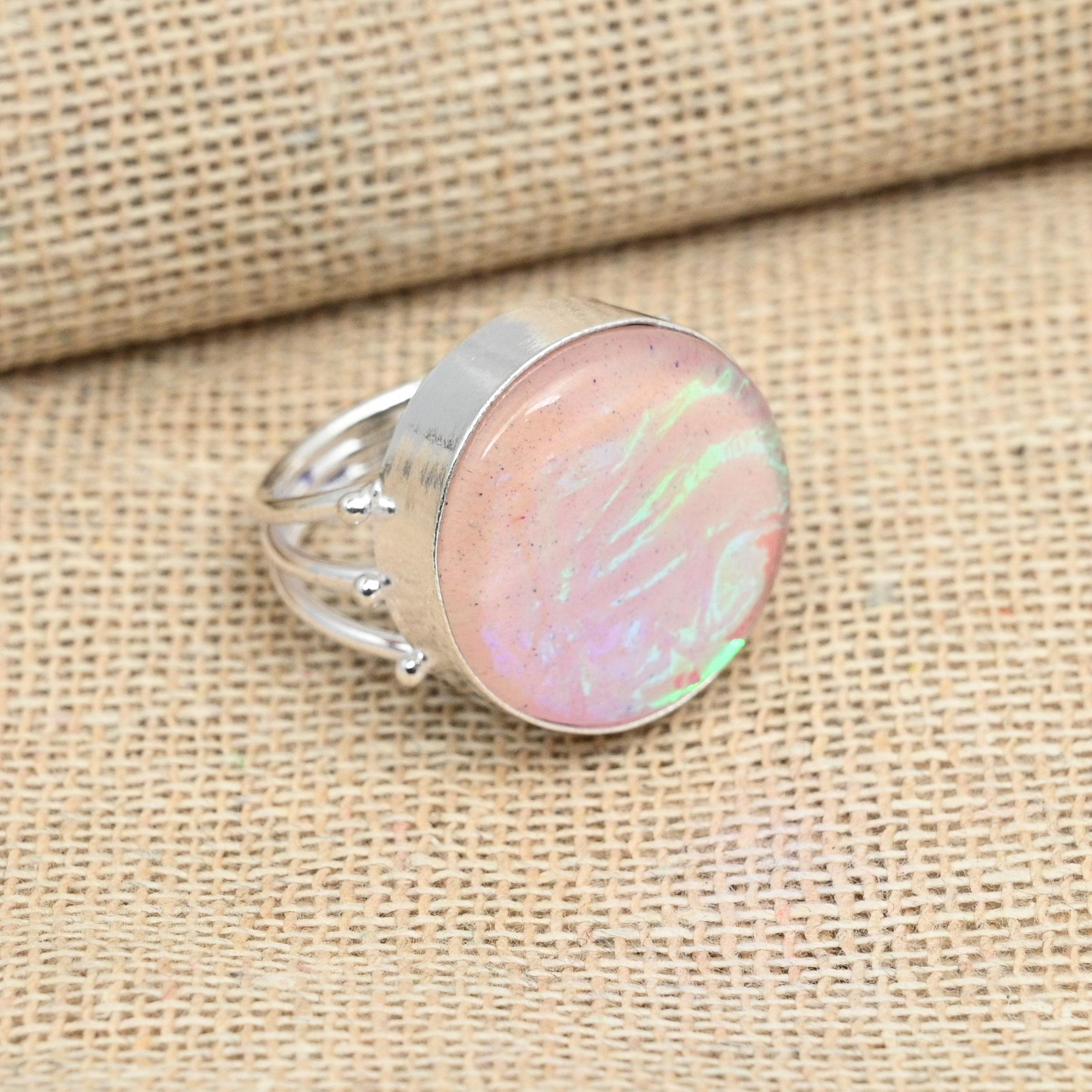 Australian Pink Triplet Opal Gemstone Solid 925 Sterling Silver Inel Bijuterii lucrate manual