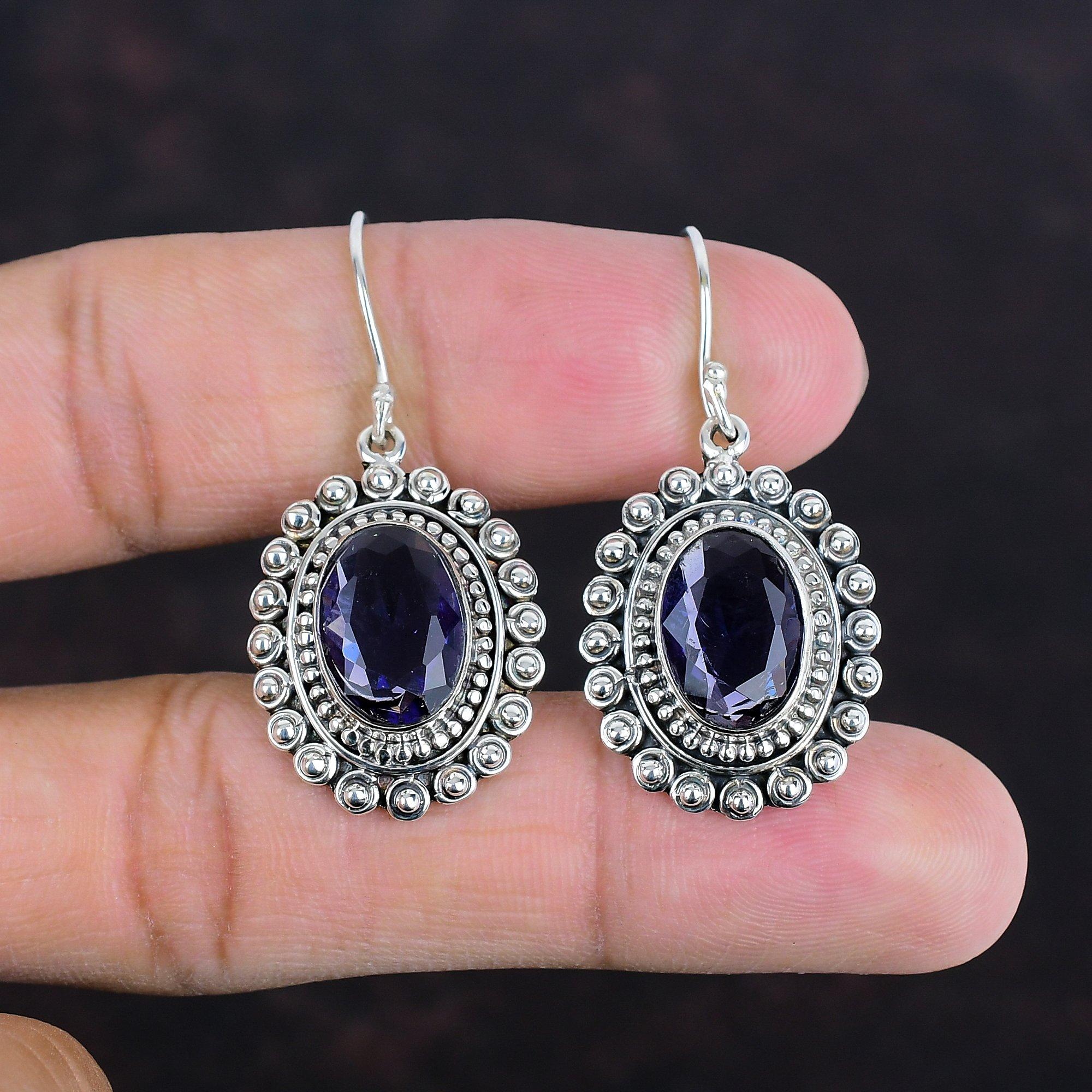 Facettierter Afrikanischer Amethyst Ohrring 925 Sterlingsilber Ohrringe Edelstein Schmuck Handgefertigter Ohrring Vintage Ohrring Geschenke für Sie Silberschmuck