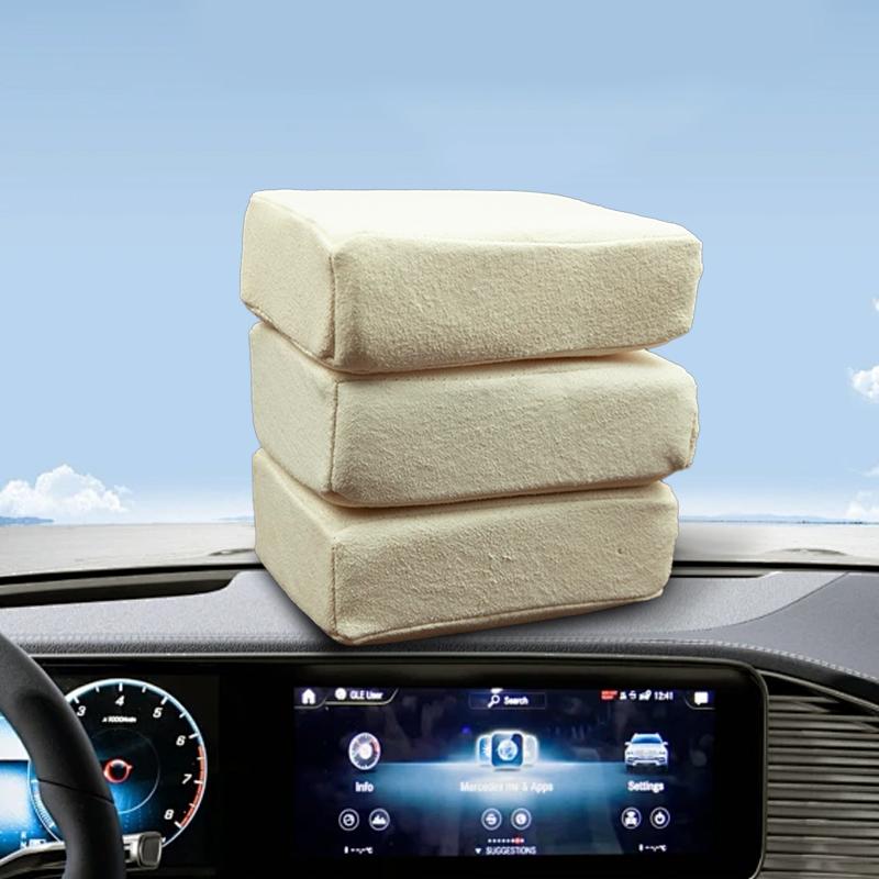 SEAMETAL Chamois Suede 3PCS Car Cleaning Sponge Demister Block Washing Cleaner Car Buffer Polisher Waxing Tools