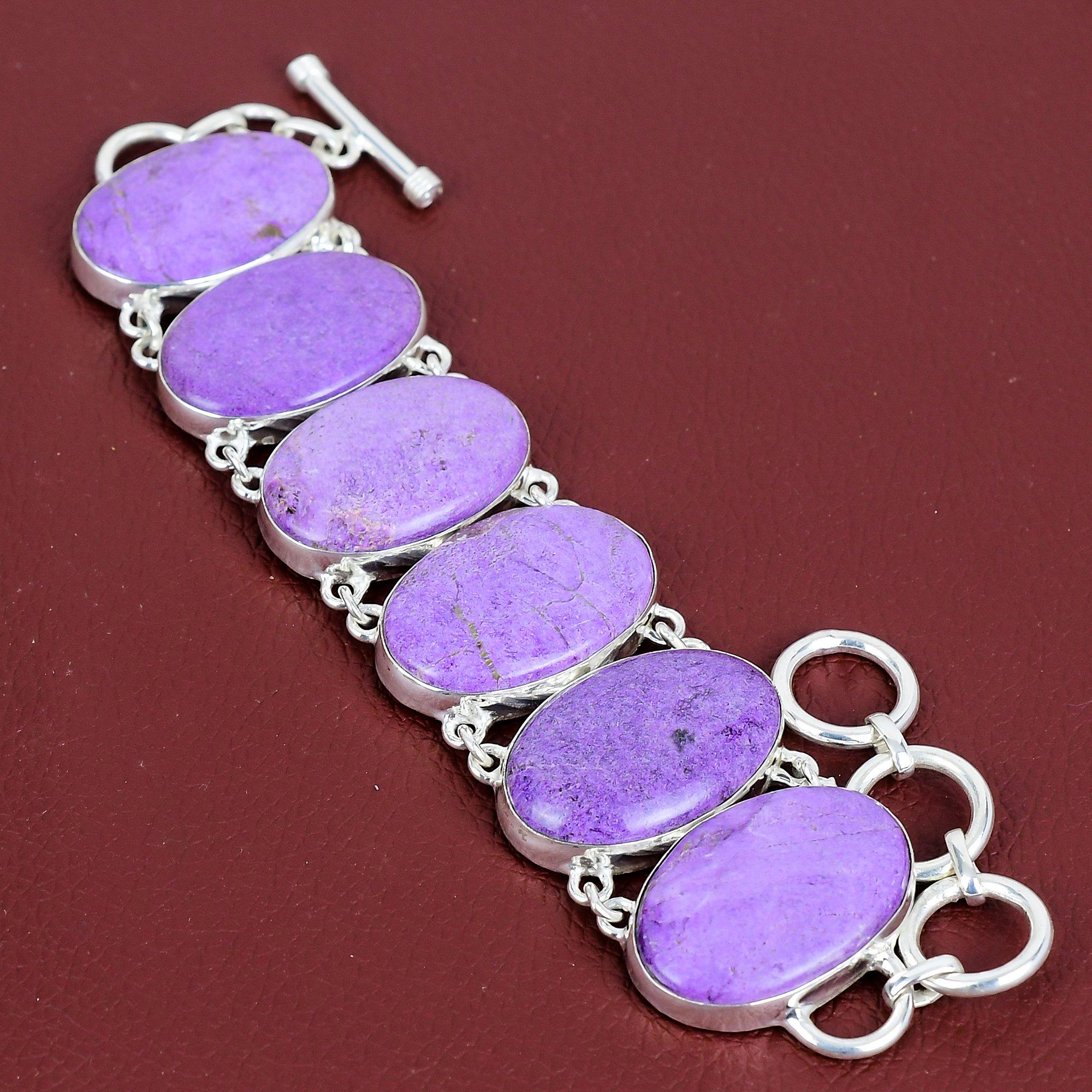 Purpurite bracelet gemstone bracelet antique jewelry 925 sterling silver bracelet adjustable chain bracelet handmade jewelry gifts for wife