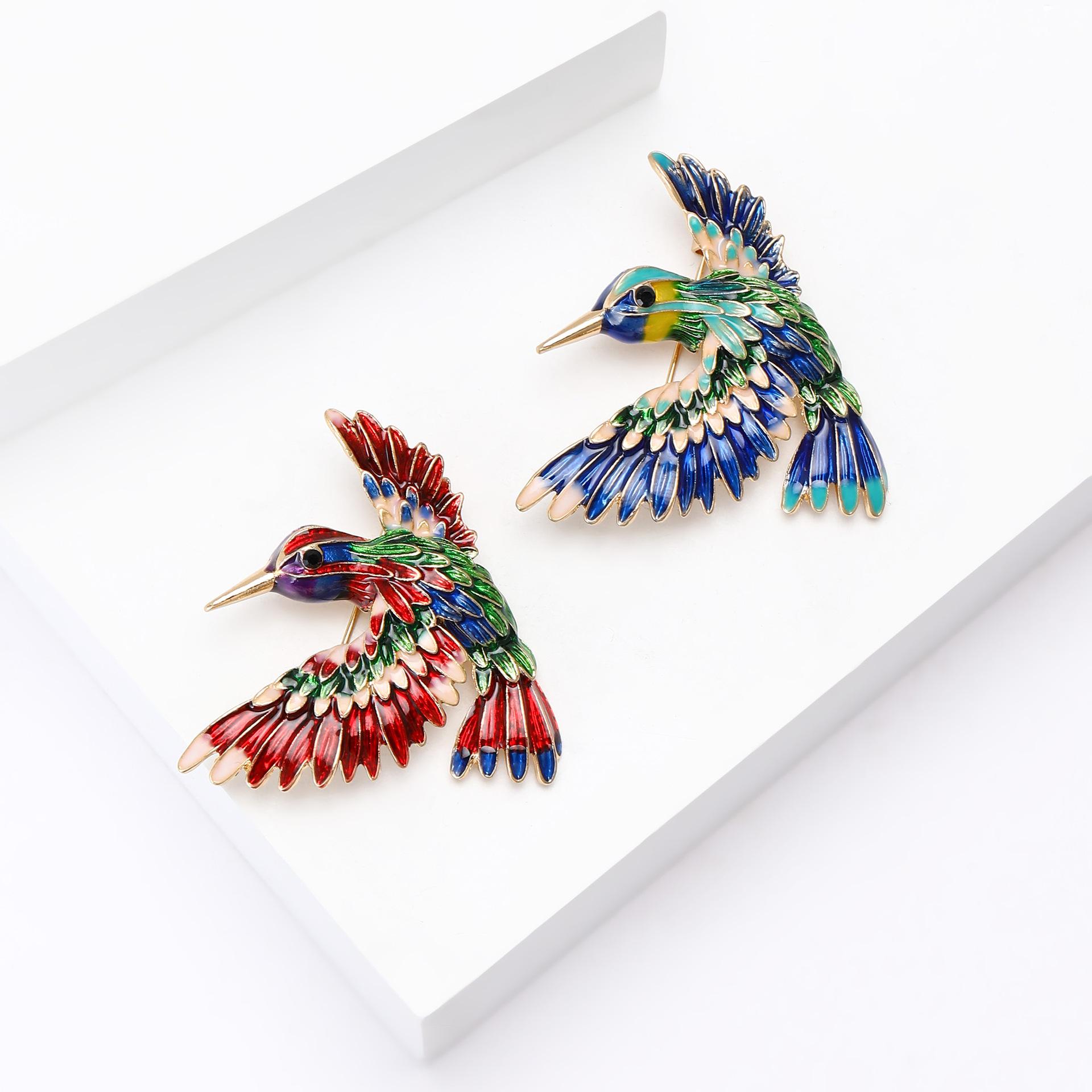 Enamel Hummingbird Brooch for Women Animal Party Gifts Banquet Pins Jewellery Accessories